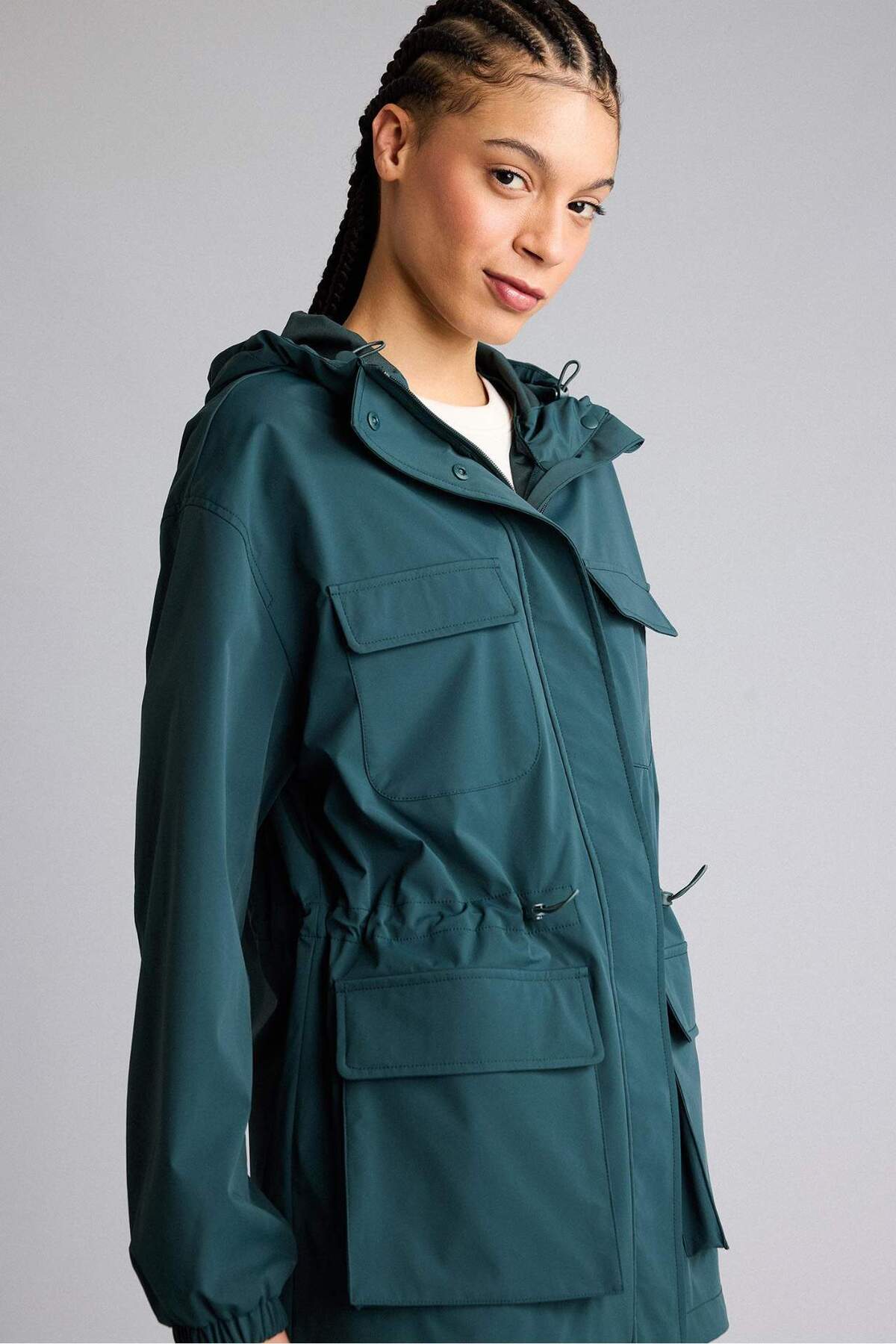 Defacto  Rüzgar Geçirmez Su İtici Kapüşonlu Fermuarlı Yağmurluk F7968AX26SP