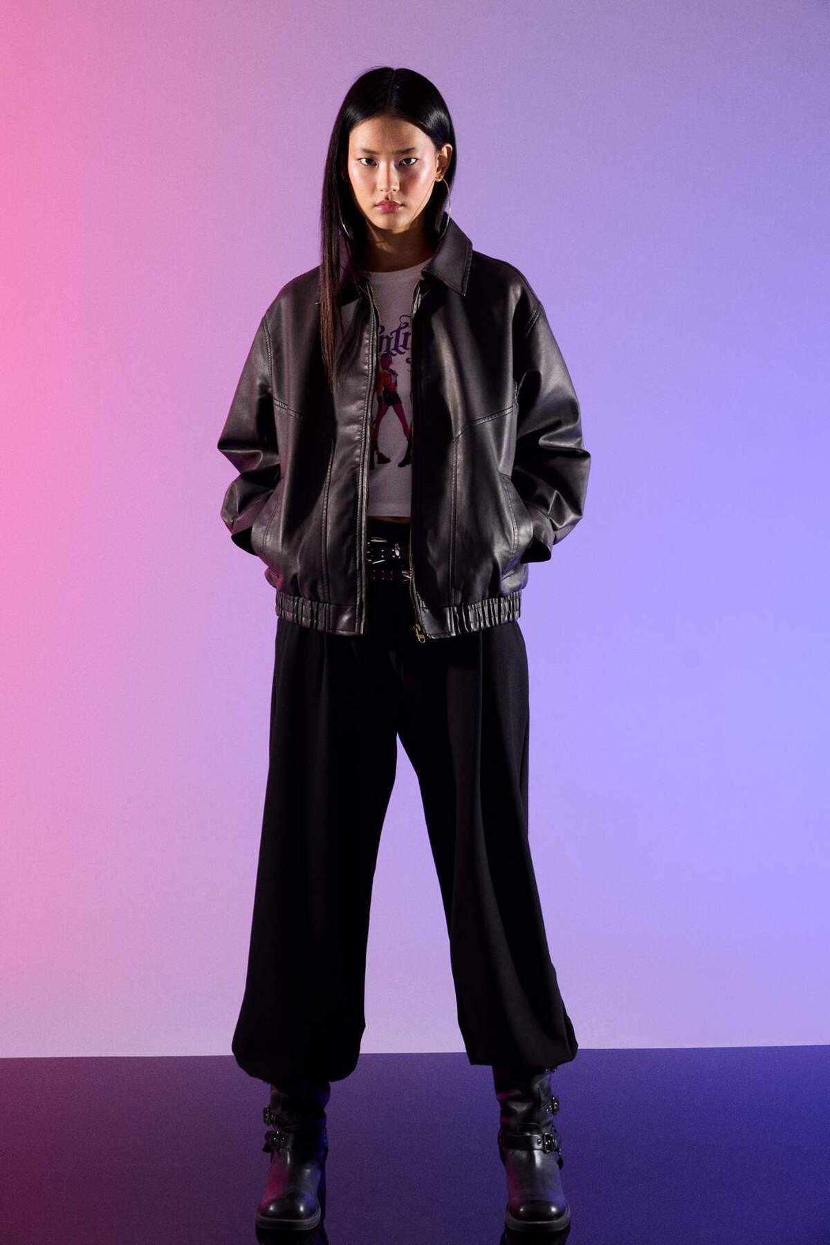 Defacto  Dad Fit Suni Deri Mont G0644AX26SP - Görsel 2