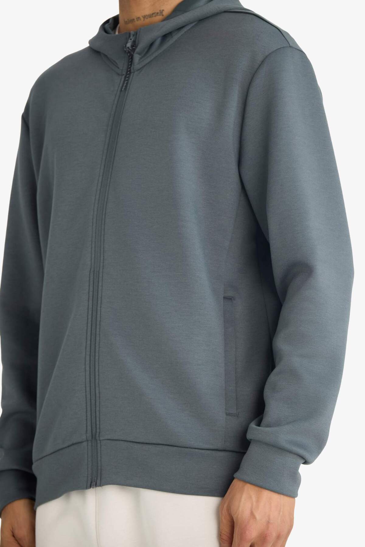 DeFacto Ultra Yumuşak Standart Fit Kapüşonlu Fermuarlı Sweatshirt F9377AX26SP görsel 4