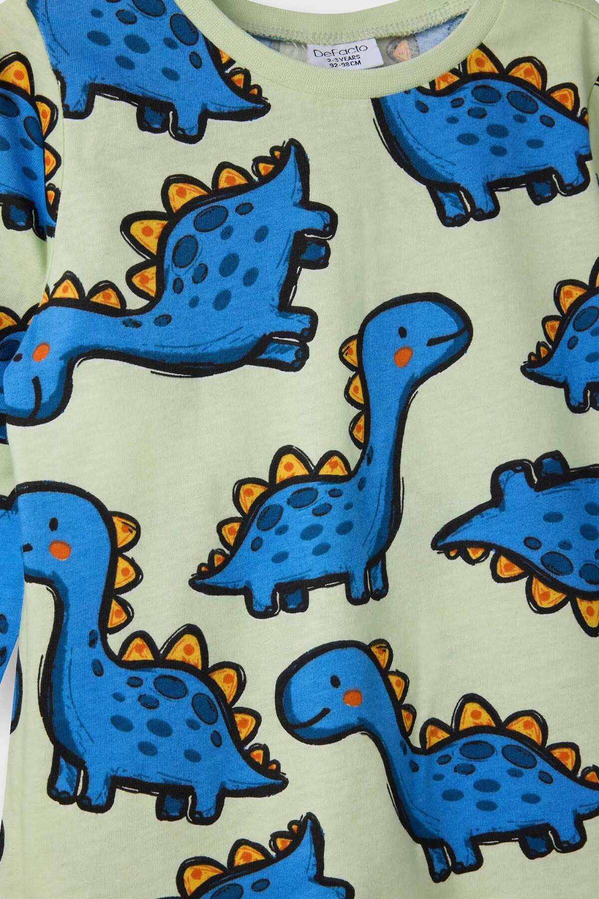 Defacto %100 Pamuklu Dinozor Desenli Beli Lastikli Pijama Takımı Erkek Bebek G7131A526SP fotoğrafı 2 (önizleme)