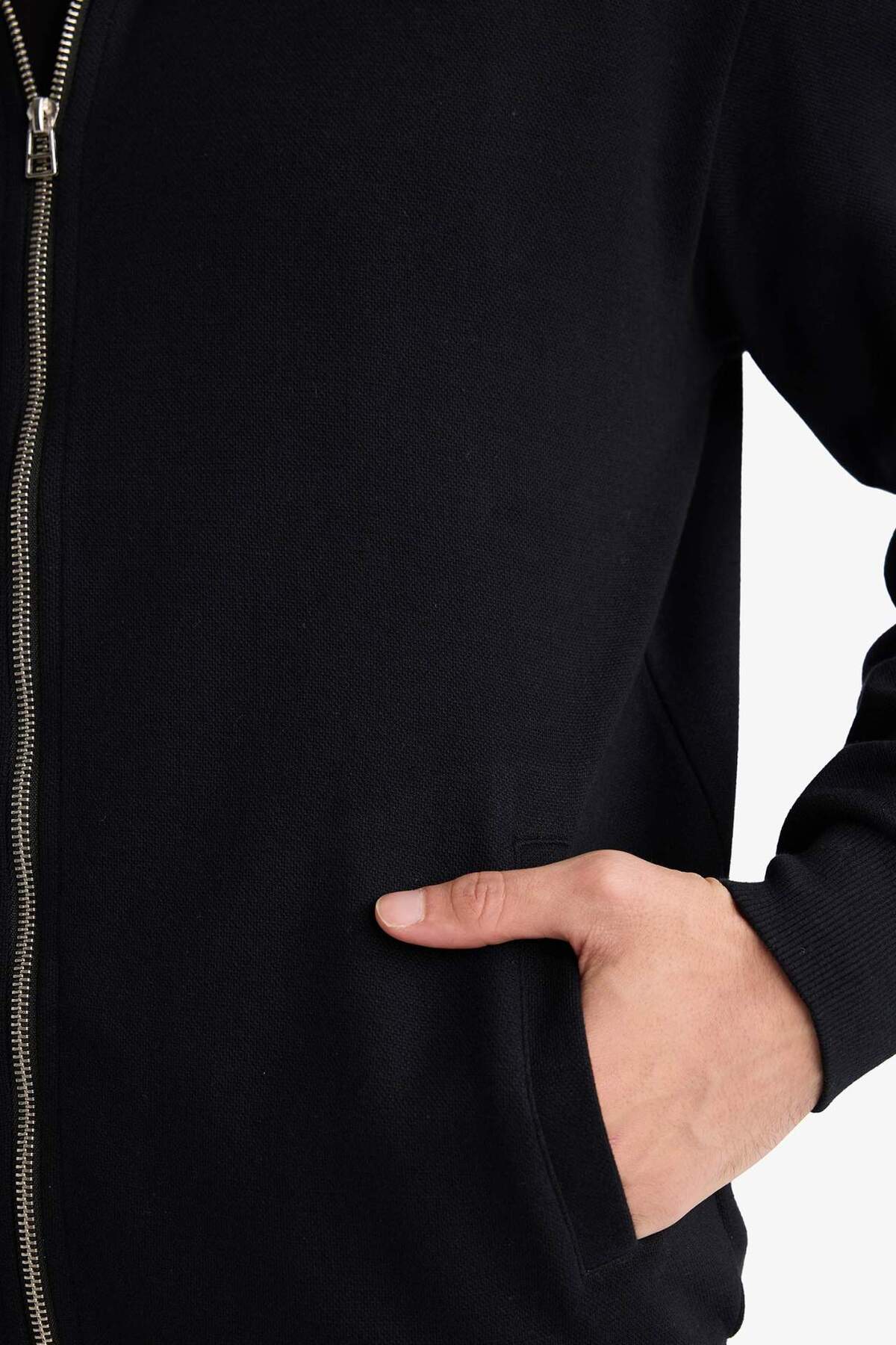 Defacto  Dik Yaka Fermuarlı Hırka F9328AX26SP - Görsel 4