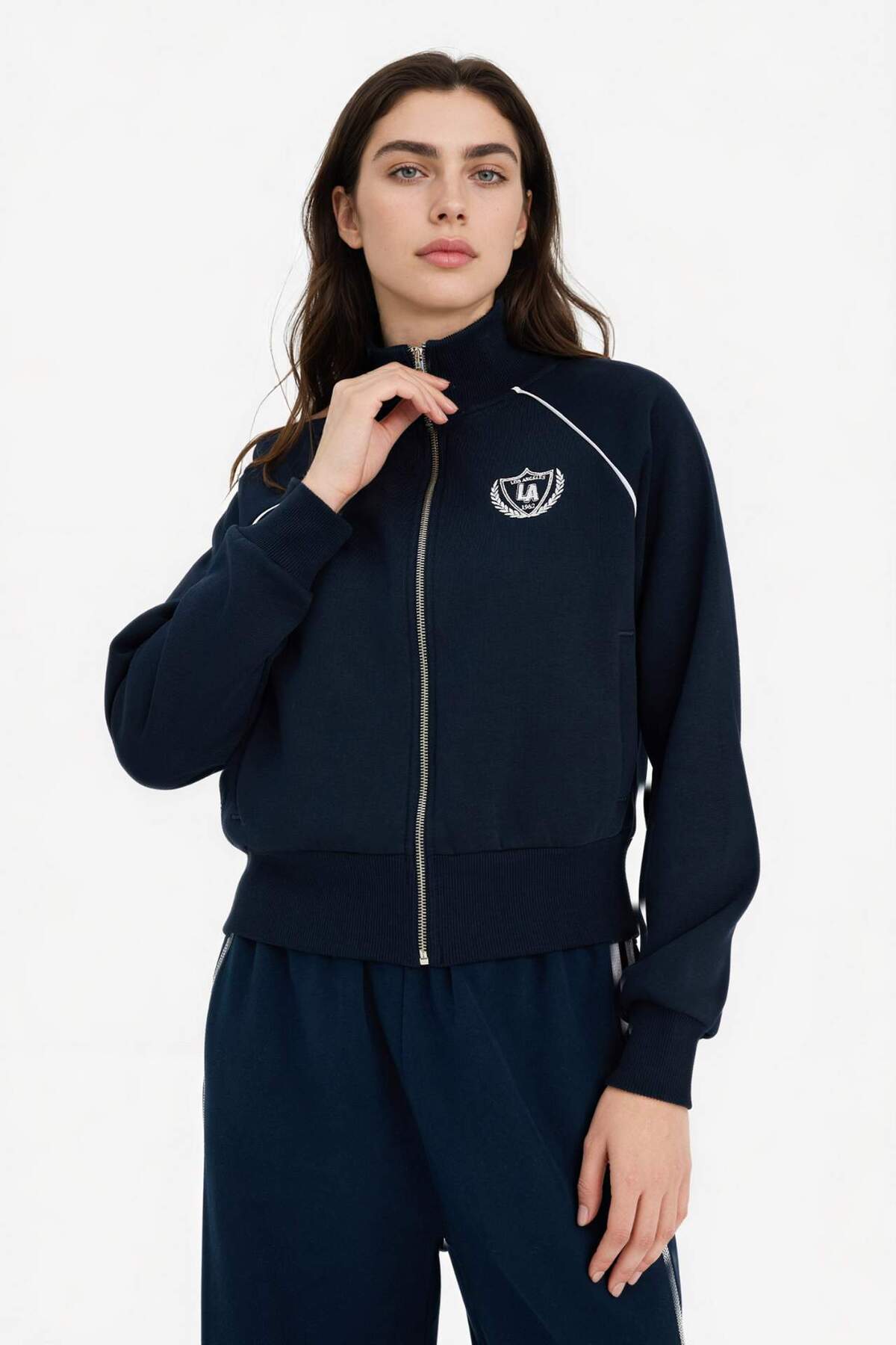Defacto  Loose Fıt Dik Yaka Fermuarlı Sweatshirt G8117AX26SP - Görsel 3