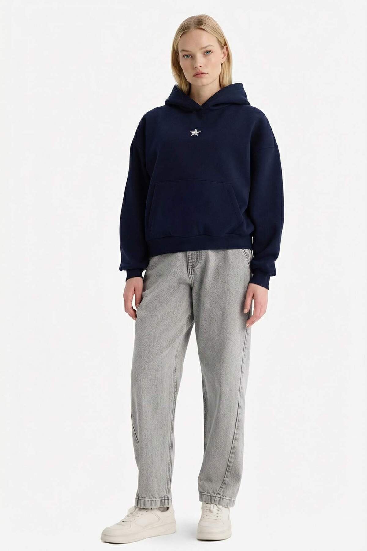 Defacto  Oversıze Kapüşonlu Kalın Kumaş Sweatshirt G7628AX25CW - Görsel 2