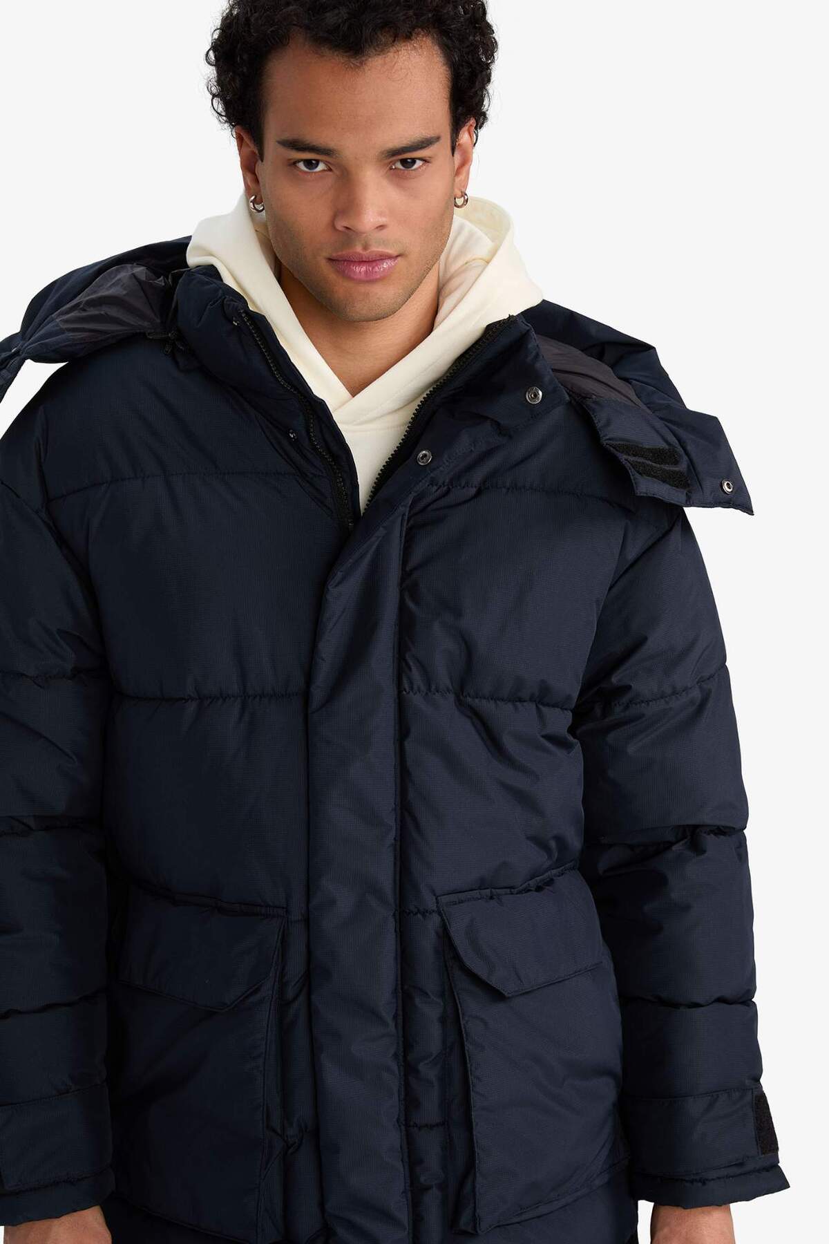 Su İtici Kapüşonlu Parka Mont F5724AX25CW — سرمه‌ای — تصویر 4 از 8