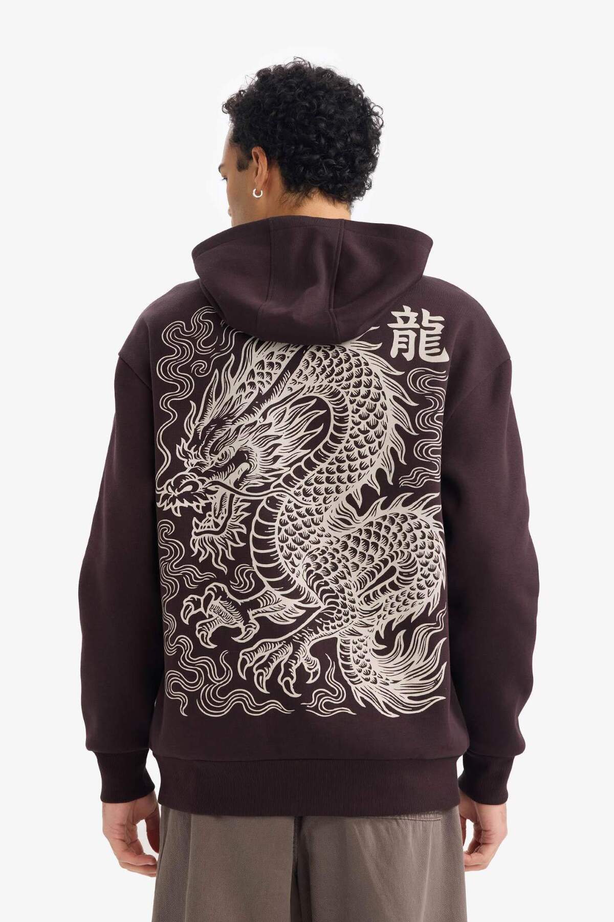 DeFacto Pamuklu Boxy Fit Kapüşonlu Baskılı Sweatshirt F8188AX26SP görsel 6