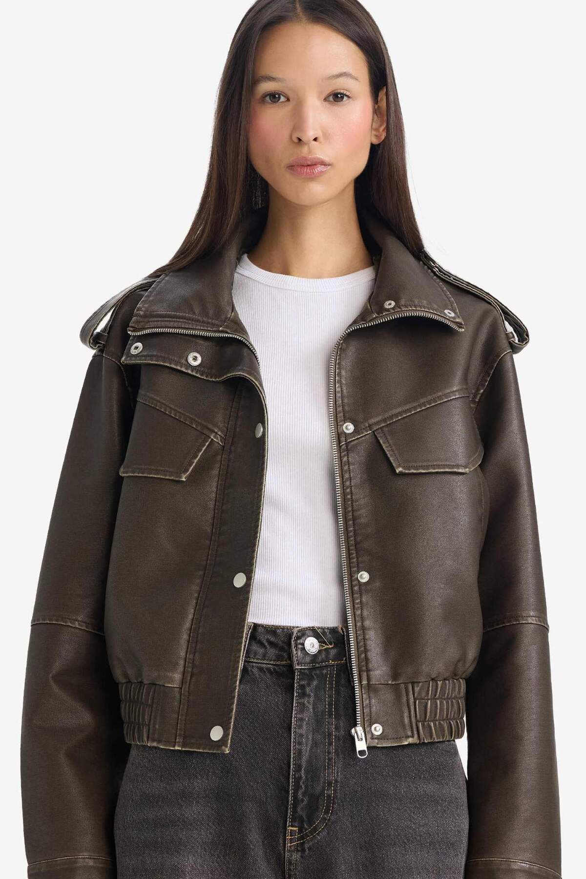 Defacto  Relax Fıt Suni Deri Mont G0667AX26SP - Görsel 2