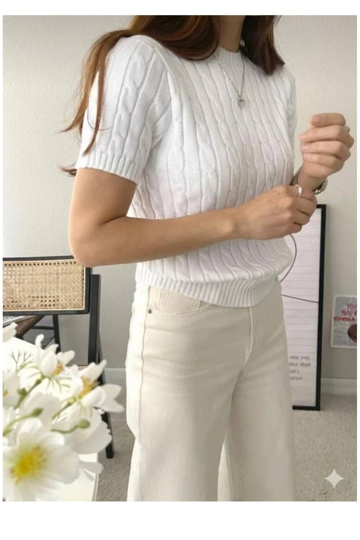 meday Clothing  ince yazlık Kadın Kısa Kollu Triko Bluz - Görsel 3