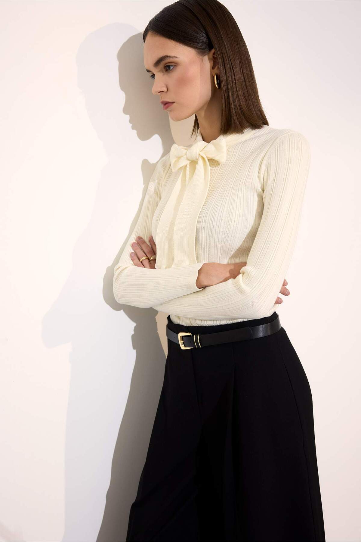 Defacto  Fıtted Fiyonk Yaka Triko Kazak G8671AX26SP - Görsel 3