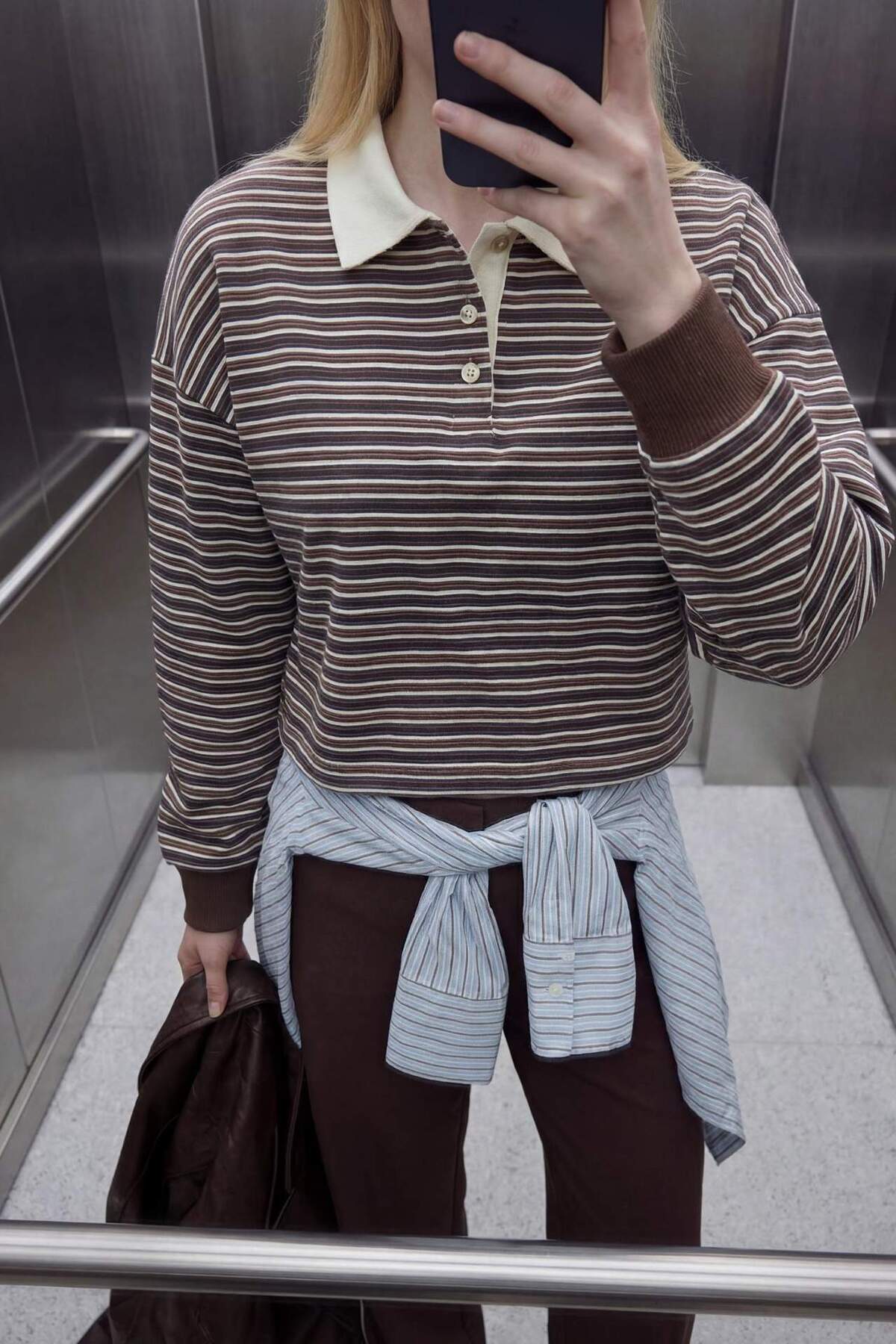 Defacto  %100 Pamuk Loose Fıt Çizgili Sweatshirt G9460AX26SP