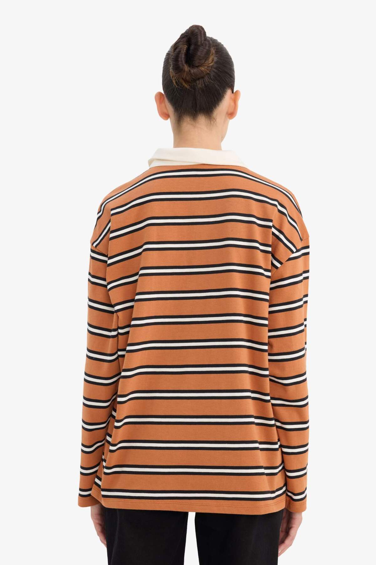 Defacto  %100 Pamuk Loose Fıt Polo Yaka Sweatshirt G6490AX25WN - Görsel 5