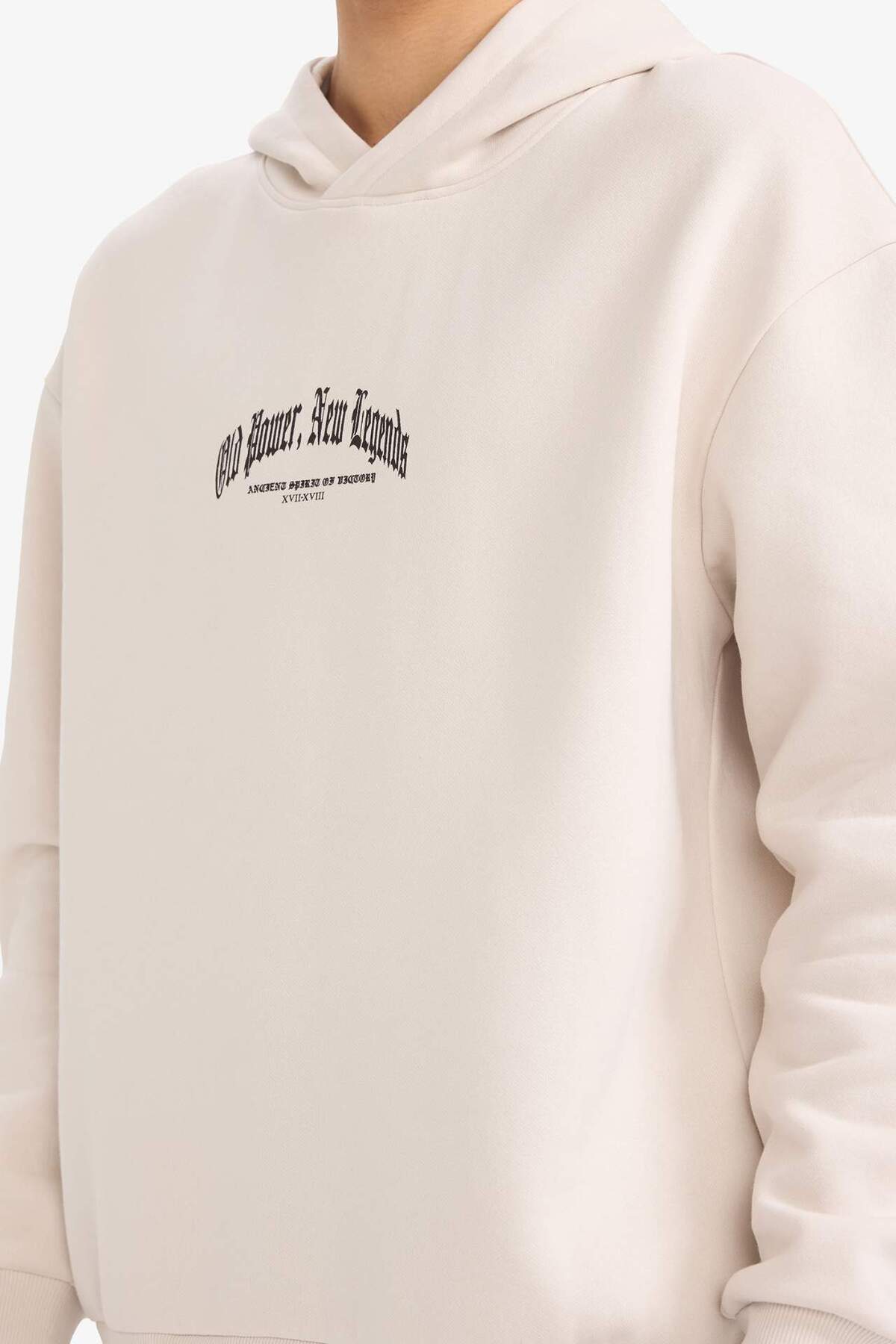 DeFacto Pamuklu Boxy Fit Kapüşonlu Baskılı Sweatshirt F8189AX26SP görsel 4