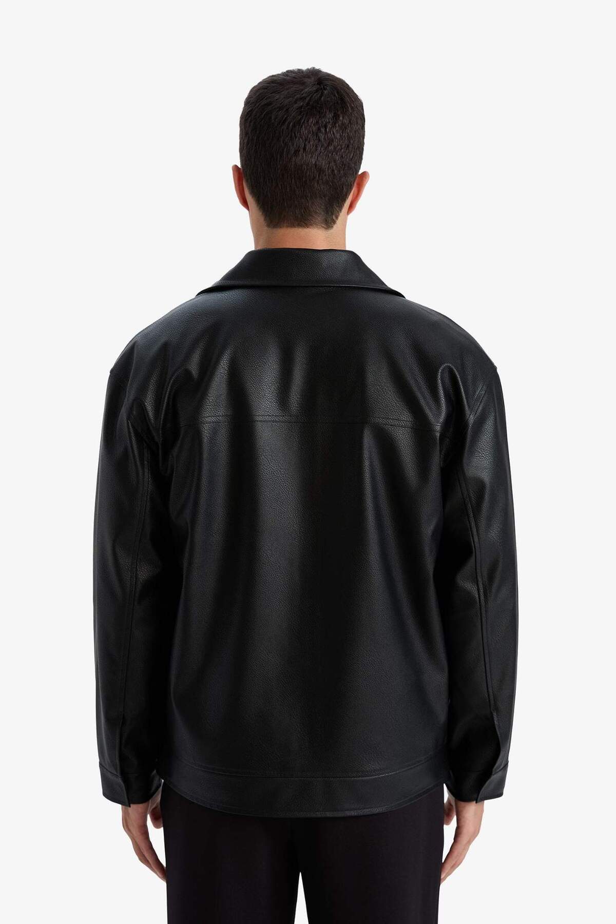 Defacto  Slim Fit Astarlı Fermuarlı Suni Deri Mont F7744AX26SP - Görsel 6