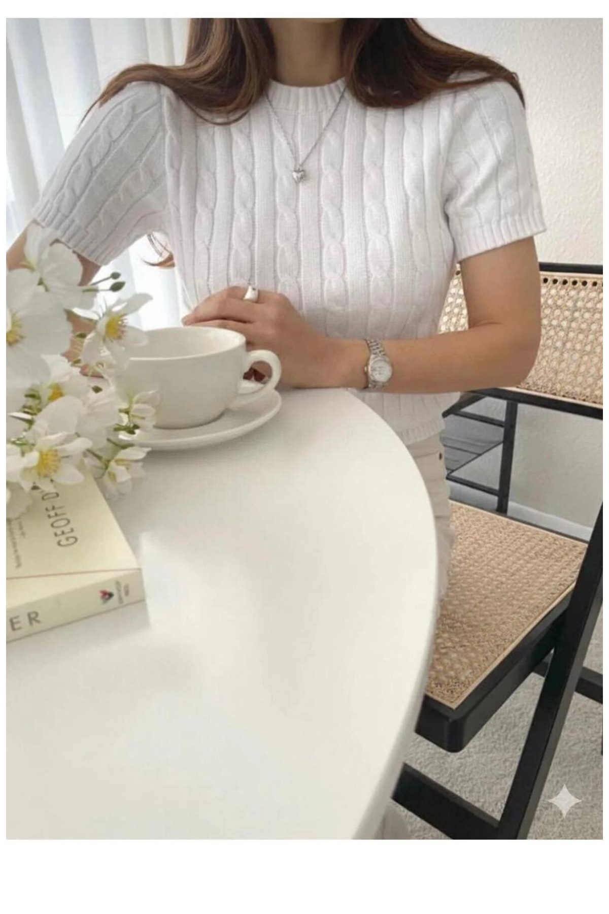 meday Clothing  ince yazlık Kadın Kısa Kollu Triko Bluz - Görsel 4