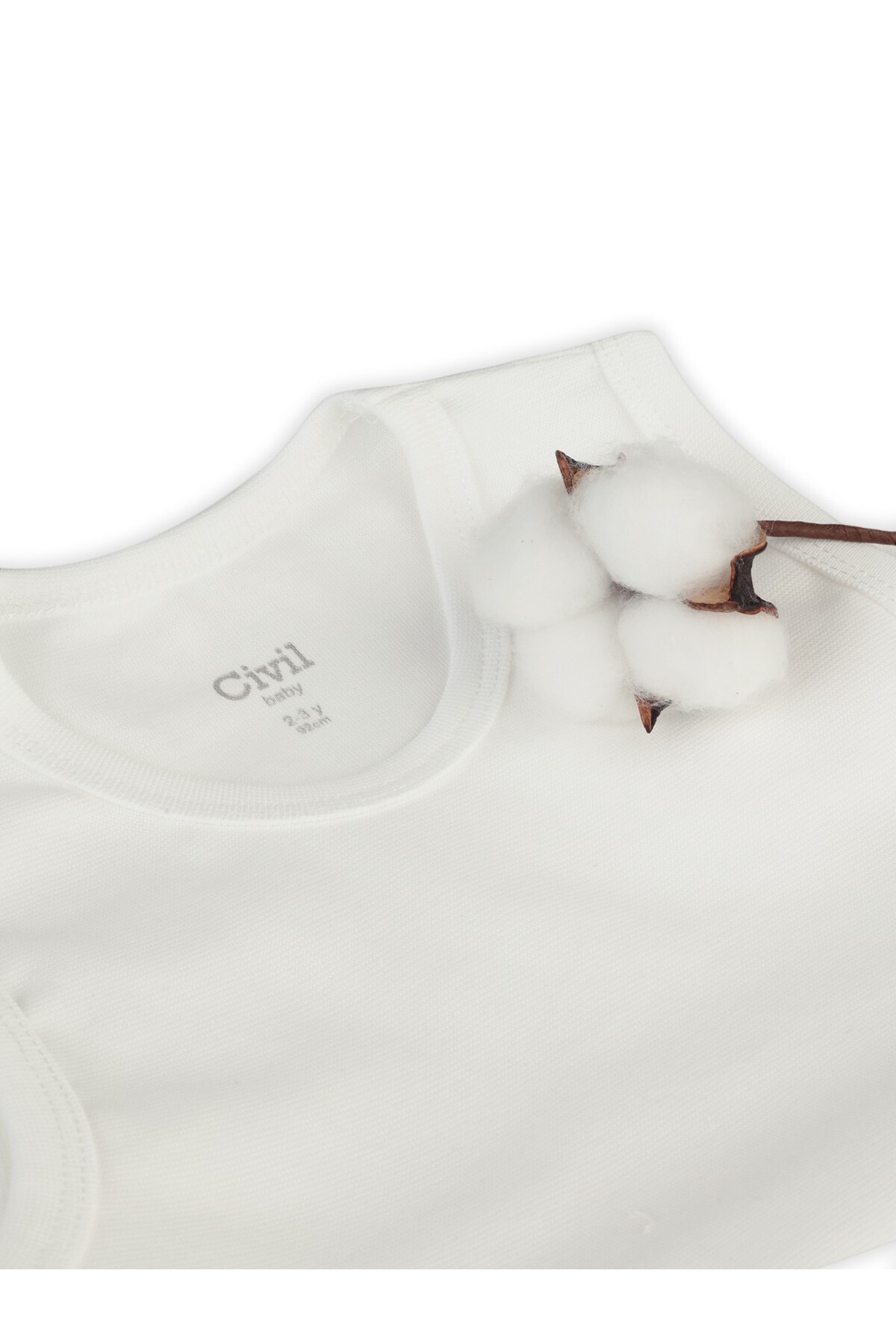 Civil Baby Organik 5 li Sıfır Kol 1-3 yaş Çıtçıtlı Badi - Ekru fotoğrafı 5 (önizleme)
