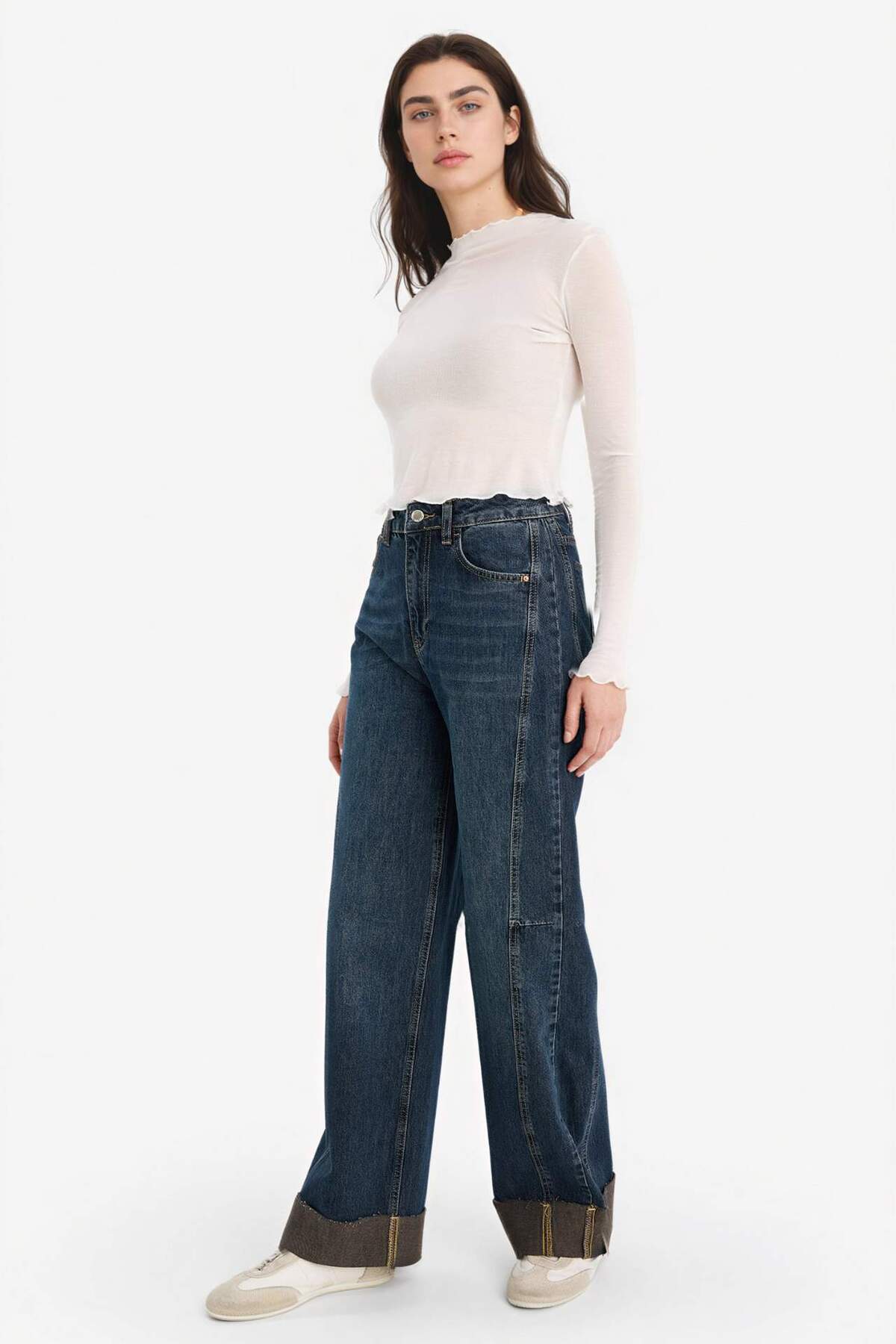 Defacto  %100 Pamuk Barrel Fıt Yüksek Bel Jean Pantolon G7614AX25CW - Görsel 3