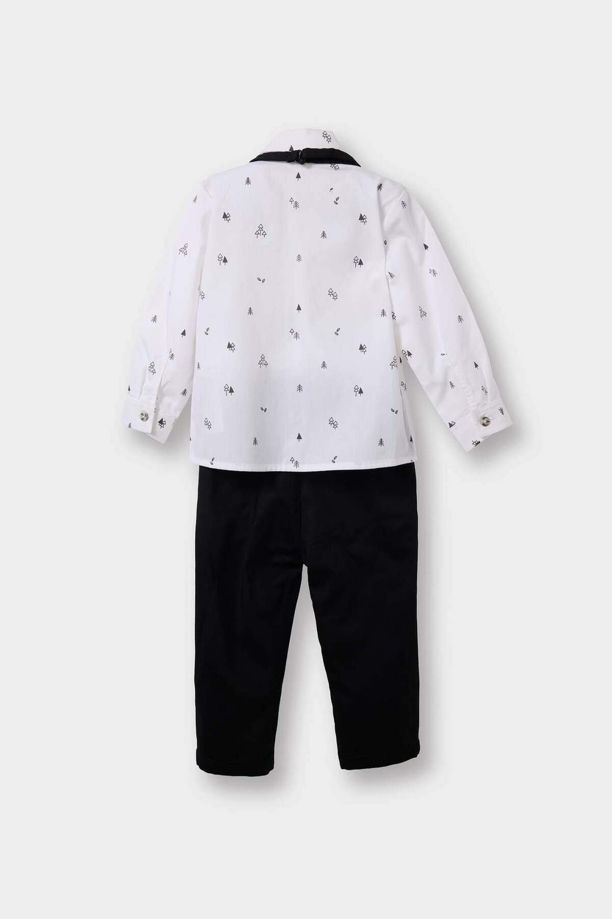 Defacto Yılbaşı Temalı 2'li Takım Desenli Gömlek Pantolon Erkek Bebek G0099A525WN fotoğrafı 4 (önizleme)