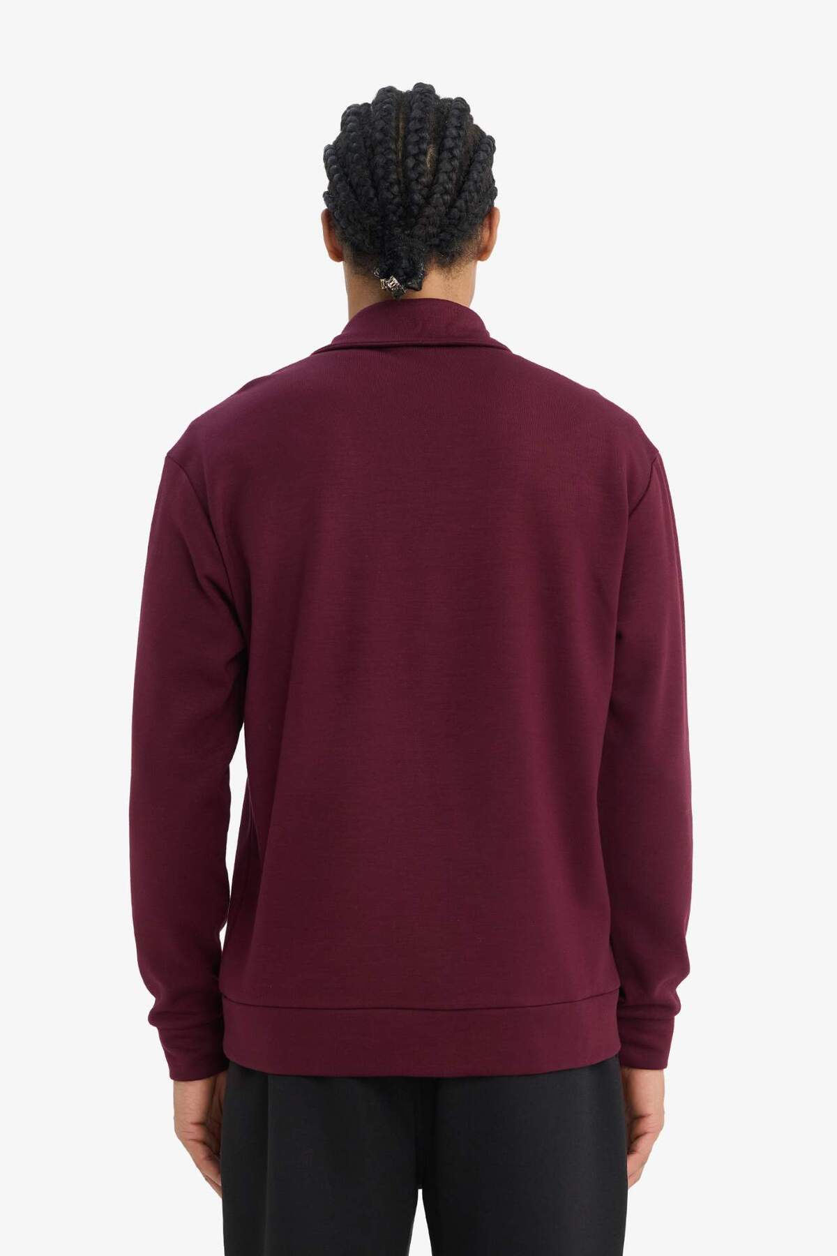 Standart Fit Polo Yaka Modal Sporcu Sweatshirt G3596AX25WN — زرشکی — تصویر 5 از 8