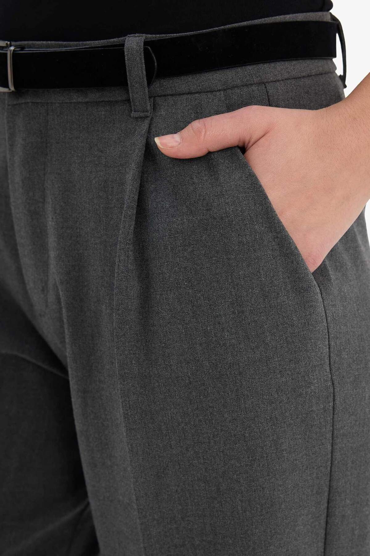 DeFacto Wıde Leg Çift Cepli Yüksek Bel Düz Paça Pantolon G6702AX25AU görsel 4