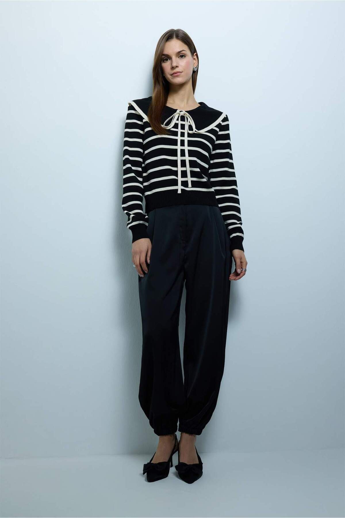 Defacto  Slim Fit Çizgili Kazak G9992AX25WN - Görsel 2