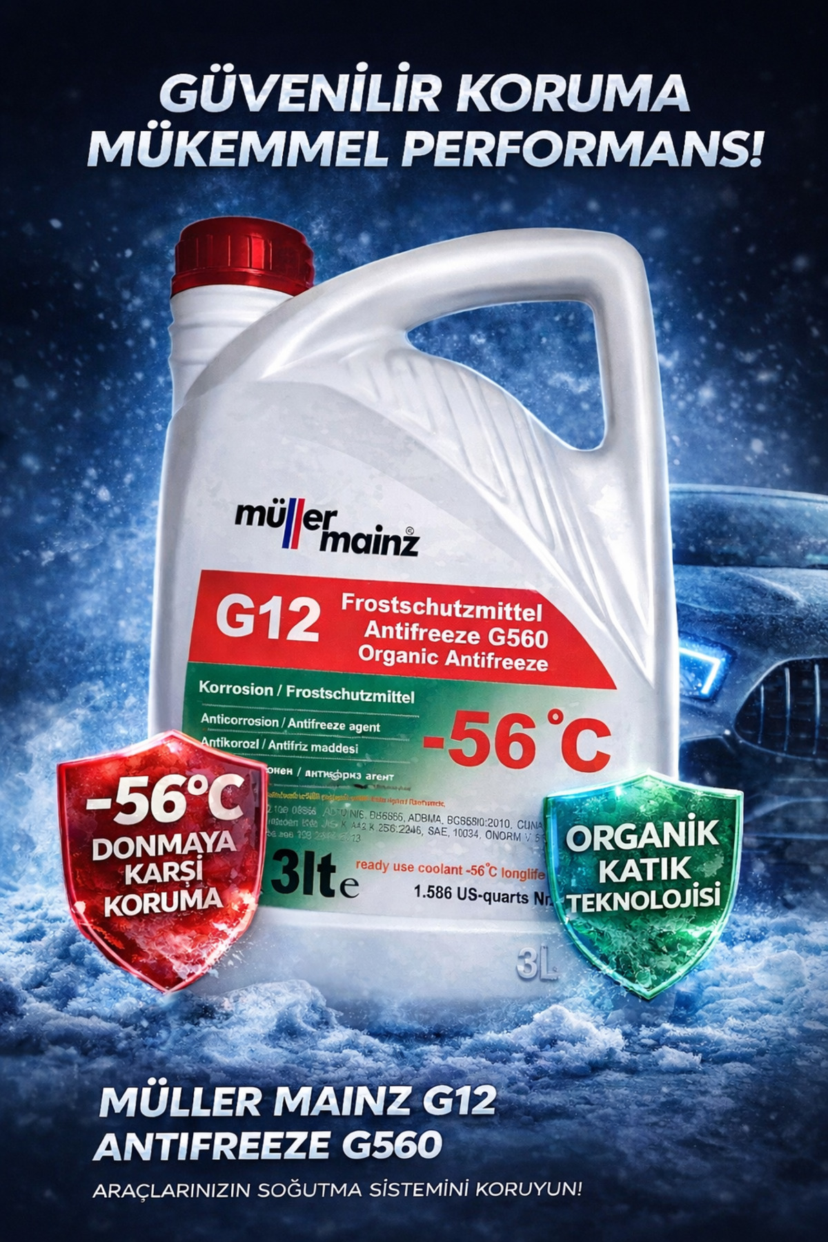 Müller Mainz G12 Oat Antifriz Kırmızı Organik -56c 3lt Üretim Yılı