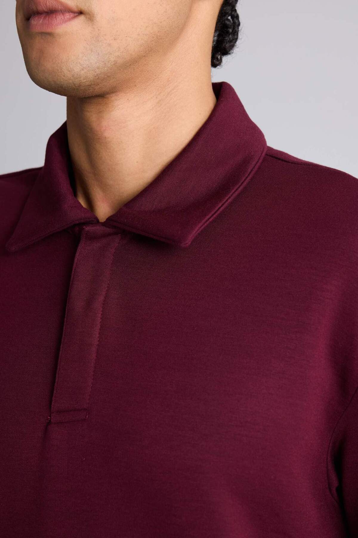 Standart Fit Polo Yaka Modal Sporcu Sweatshirt G3596AX25WN — زرشکی — تصویر 8 از 8