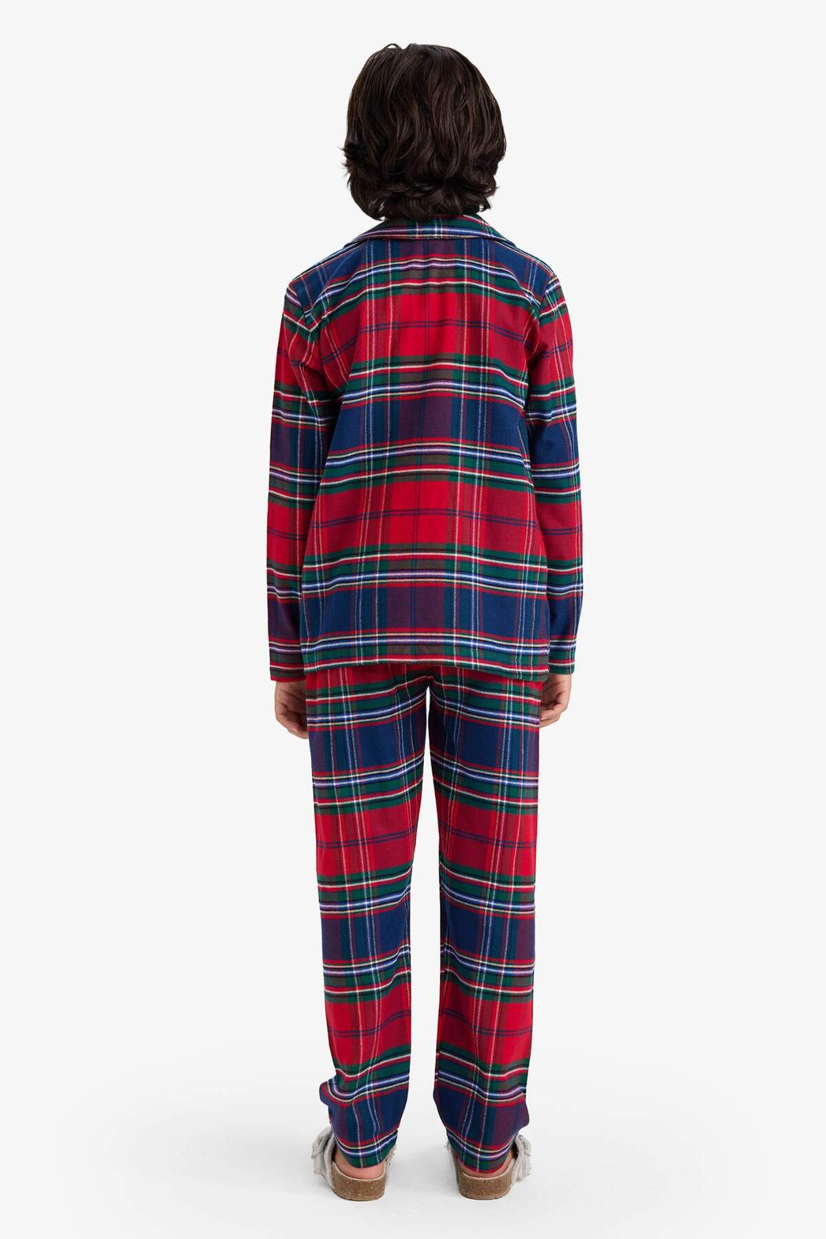 Defacto %100 Pamuklu Desenli Flanel Beli Lastikli Pijama Takımı Erkek Çocuk F0983A825WN fotoğrafı 6 (önizleme)