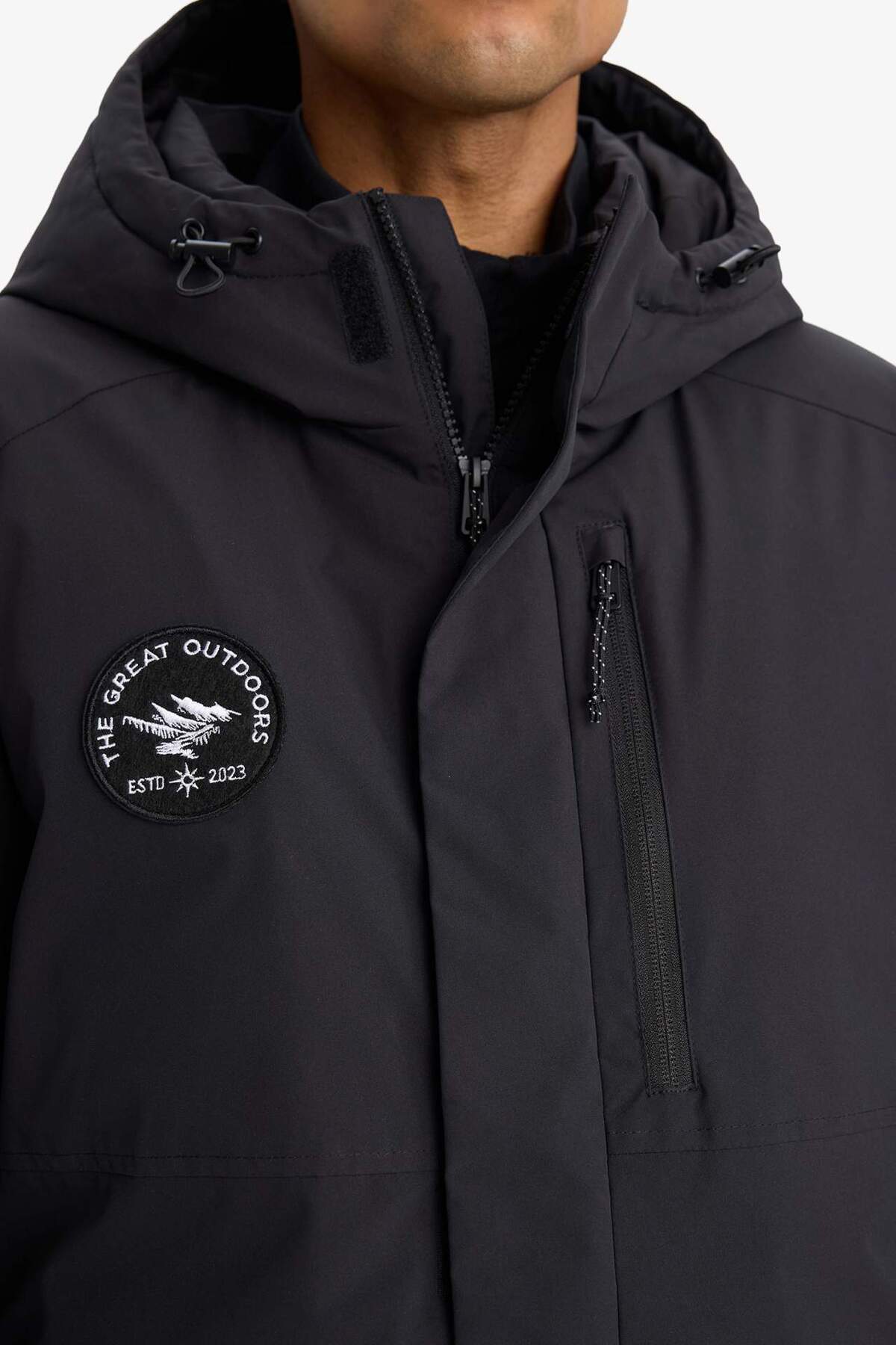 DeFacto Sıcak Tutan Su İtici Regular Fit Kapüşonlu Fermuarlı Rüzgar Geçirmez Parka Mont F3793AX25WN görsel 6