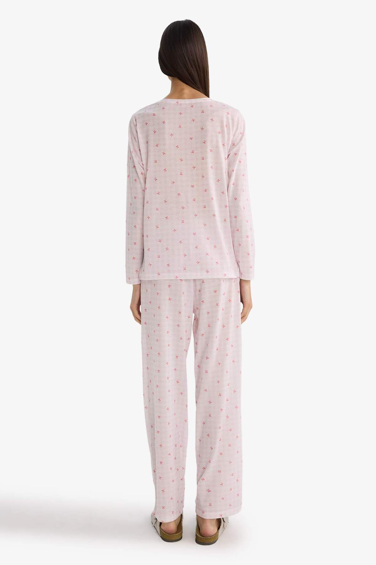 Defacto  Pijama Takımı Regular Fit Desenli Uzun Kollu Üst Uzun Alt G6431AX25WN - Görsel 5