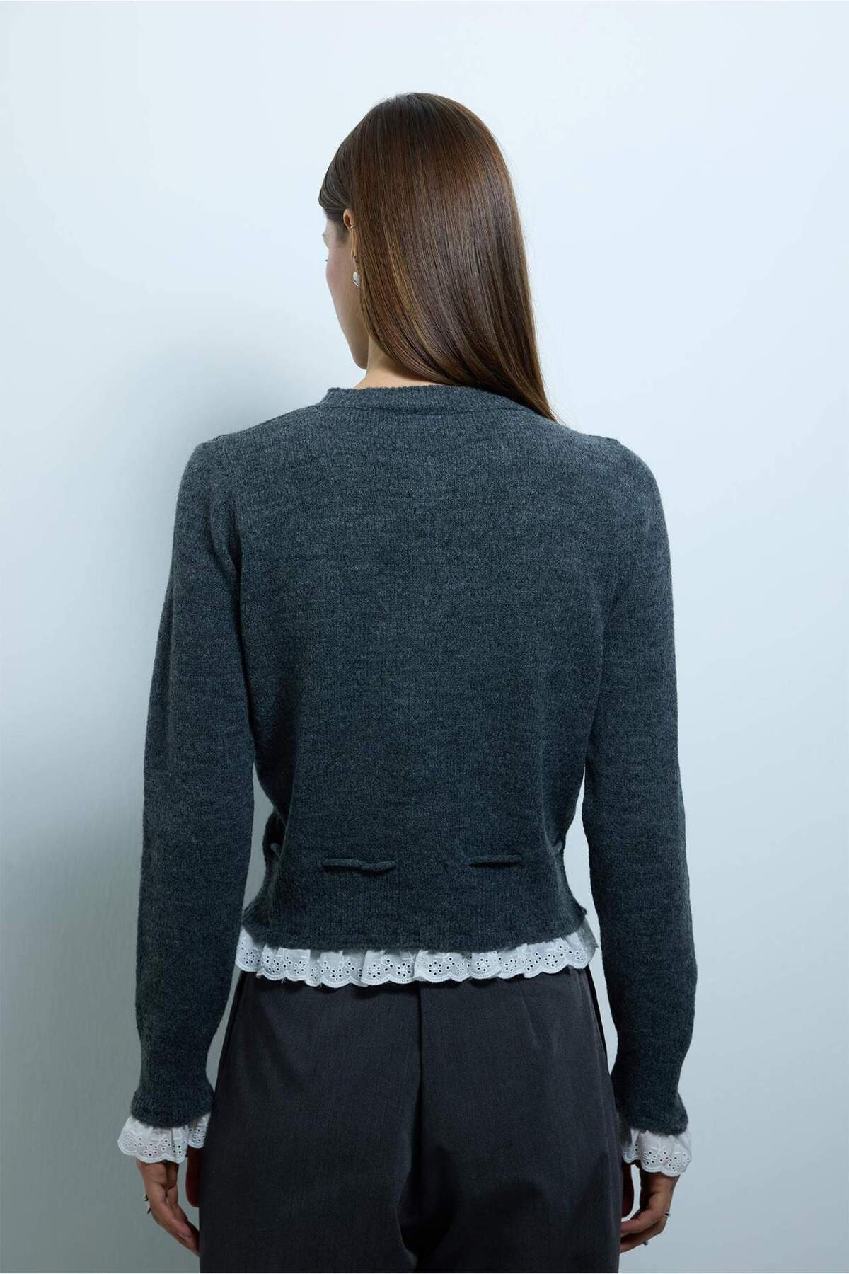 Defacto  Slim Fit Triko Hırka G9990AX25WN - Görsel 5