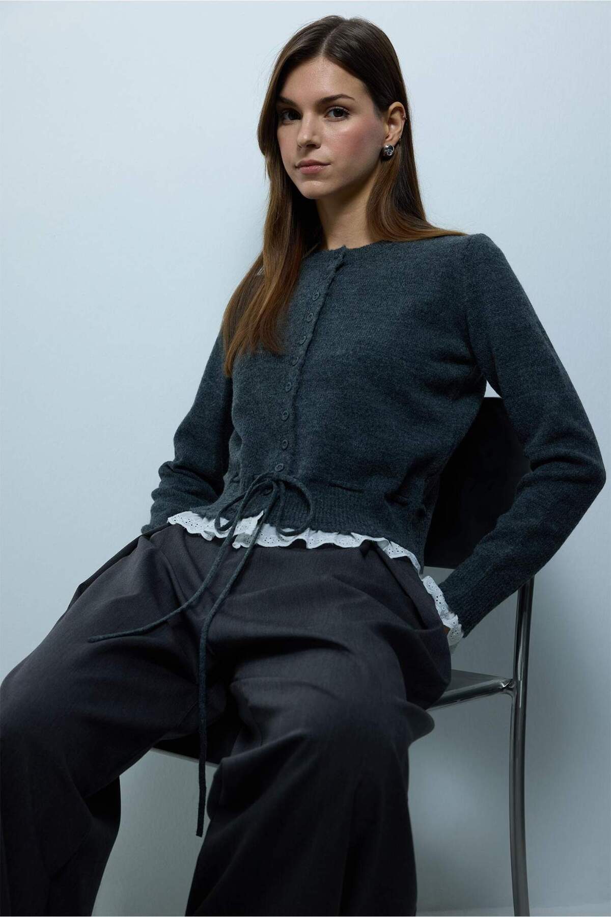 Defacto  Slim Fit Triko Hırka G9990AX25WN - Görsel 3