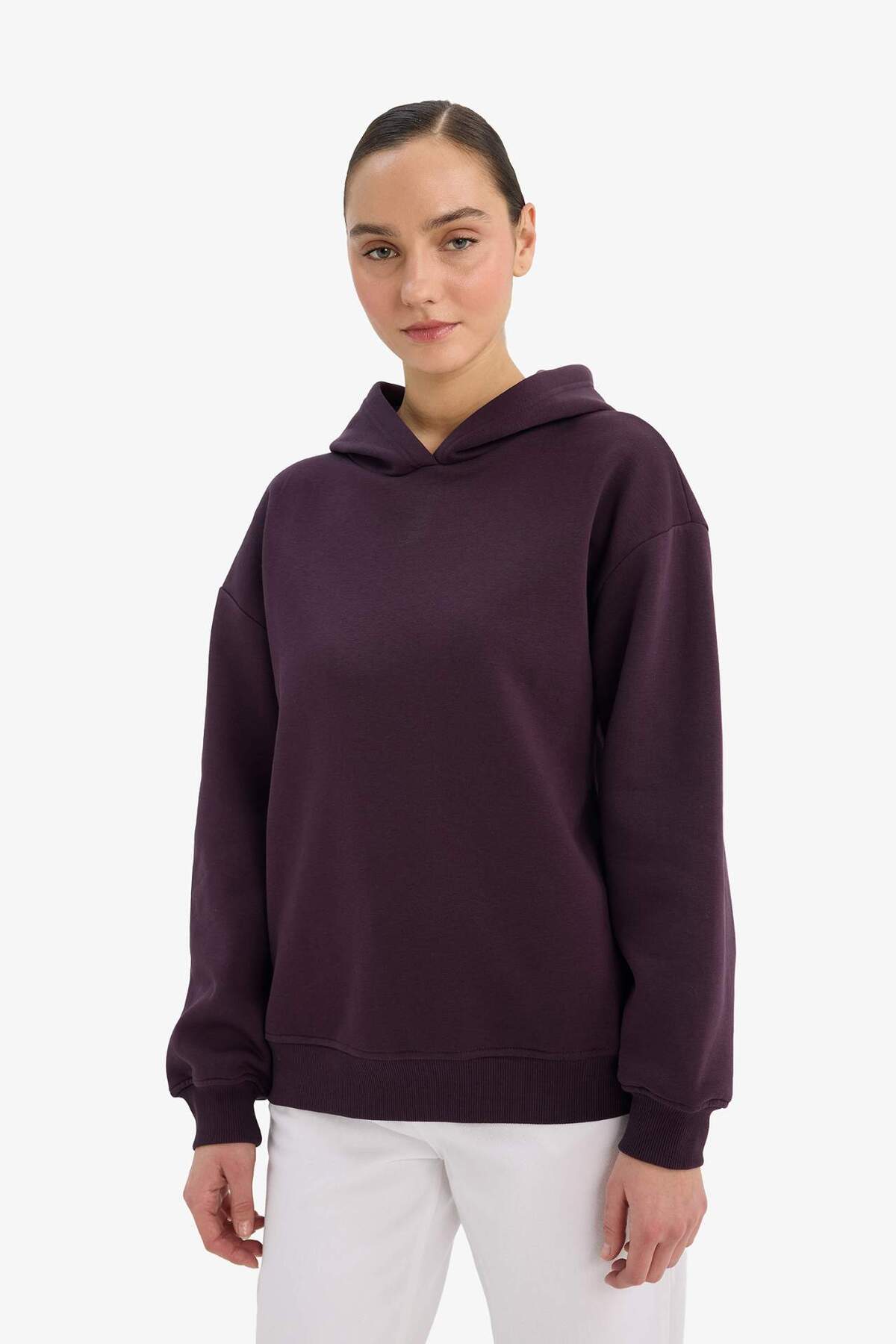 Defacto  Relax Fit Kapüşonlu Basıc Kalın Sweatshirt D9935AX25WN - Görsel 3