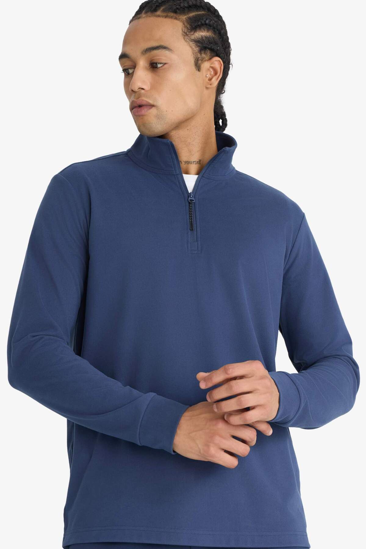 DeFacto Sıcak Tutan Standart Fit Dik Yaka Yarım Fermuarlı Polar Sporcu Sweatshirt F2302AX25WN