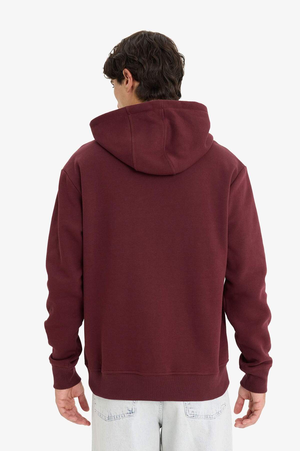 DeFacto Regular Fit Kapüşonlu İçi Yumuşak Tüylü Kanguru Cepli Basic Düz Sweatshirt X8283AZ25AU görsel 7