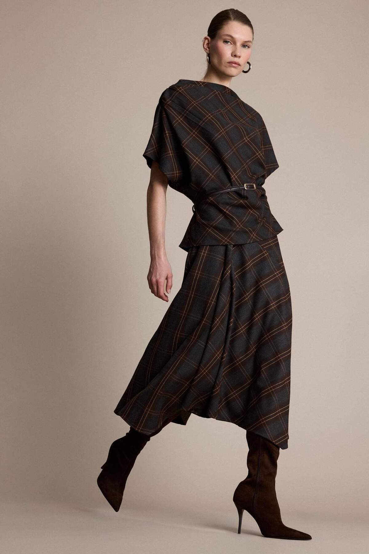 Defacto  Kalem Kareli Normal Bel Midi Etek G6127AX25WN - Görsel 2