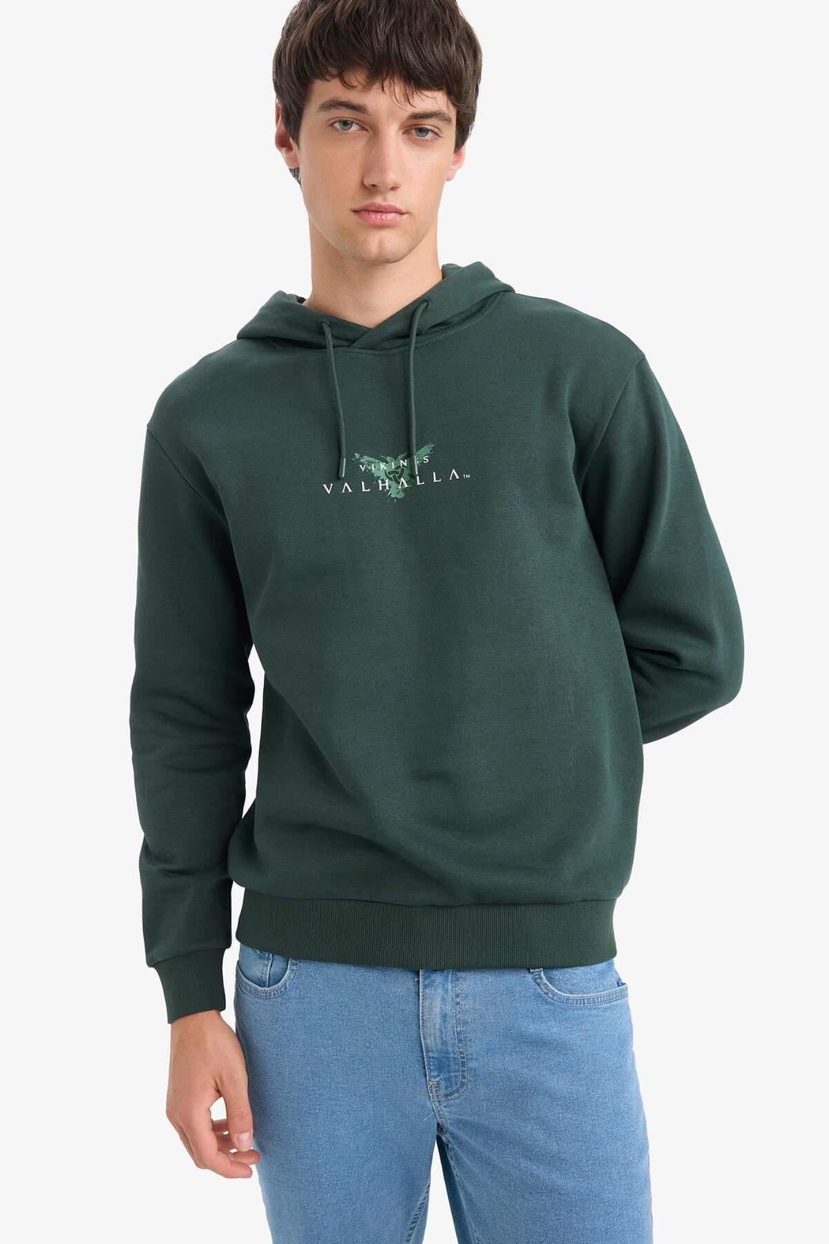 DeFacto Vikings Valhalla Regular Fit Kapüşonlu Sweatshirt E9299AX25AU görsel 4