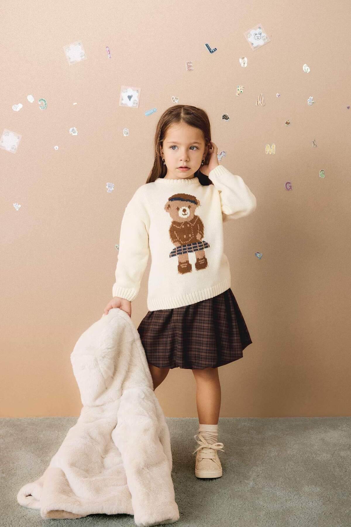 Big Neck Bear Printed Knitwear Sweater Baby Girl G3304A525WN