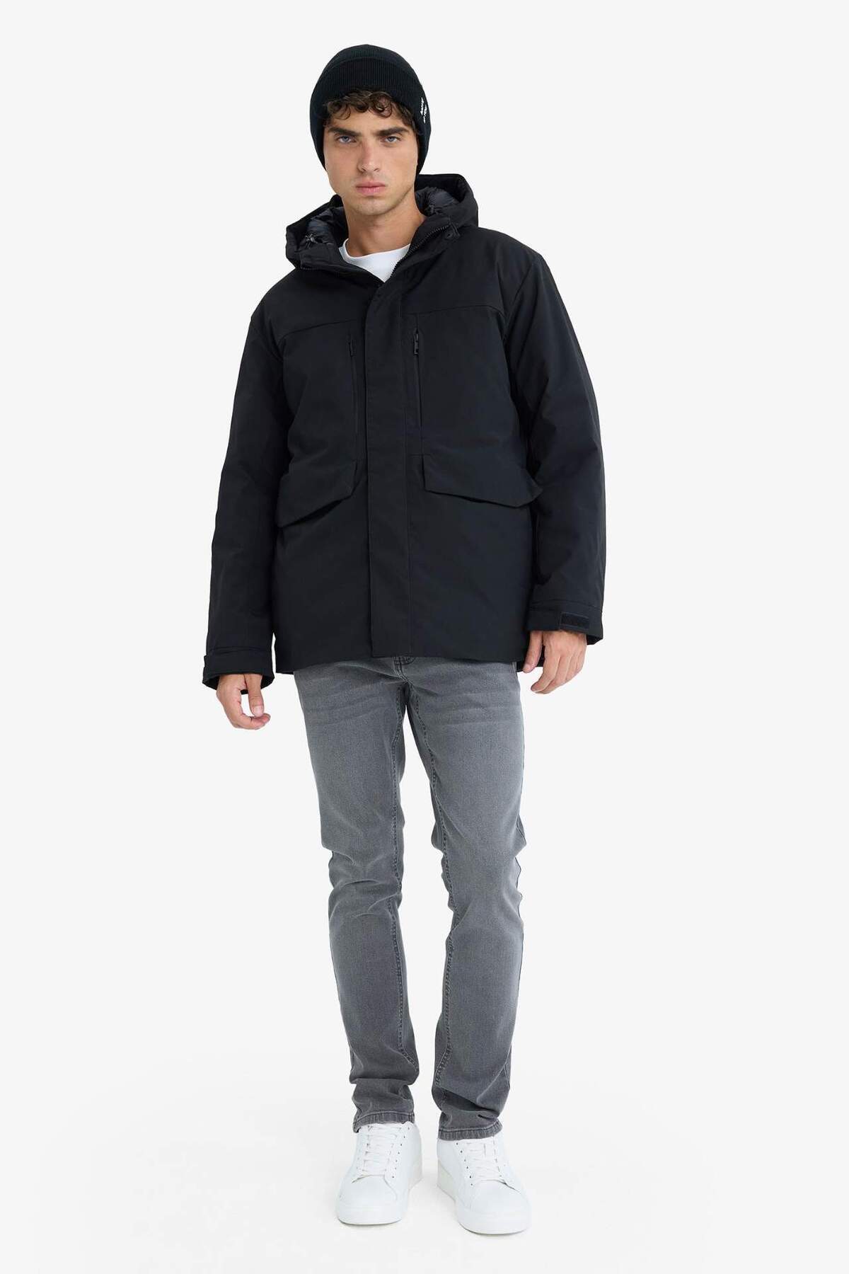 DeFacto REGULAR FIT Su İtici Kapüşonlu Mont E9248AX25WN görsel 4