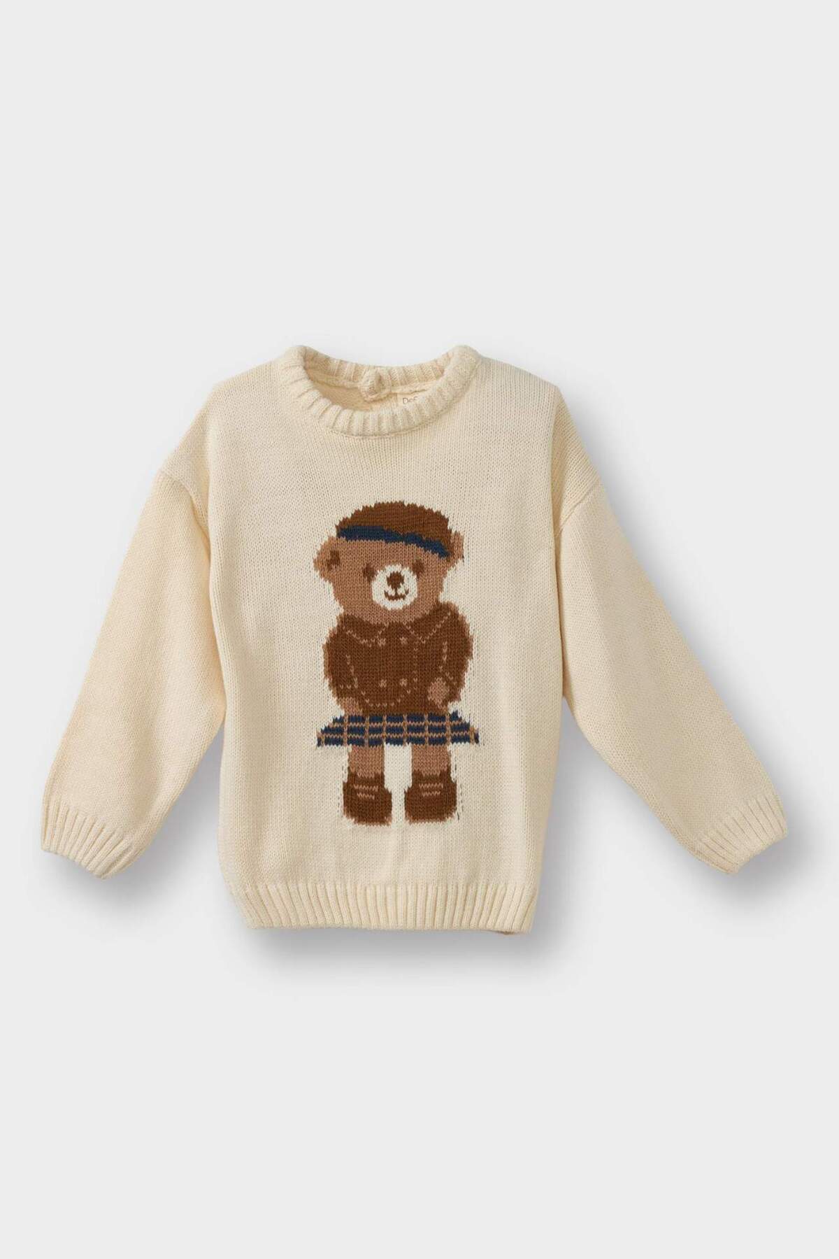 Defacto Büyük Yaka Ayı Baskılı Triko Kazak Kız Bebek G3304A525WN fotoğrafı 2 (önizleme)