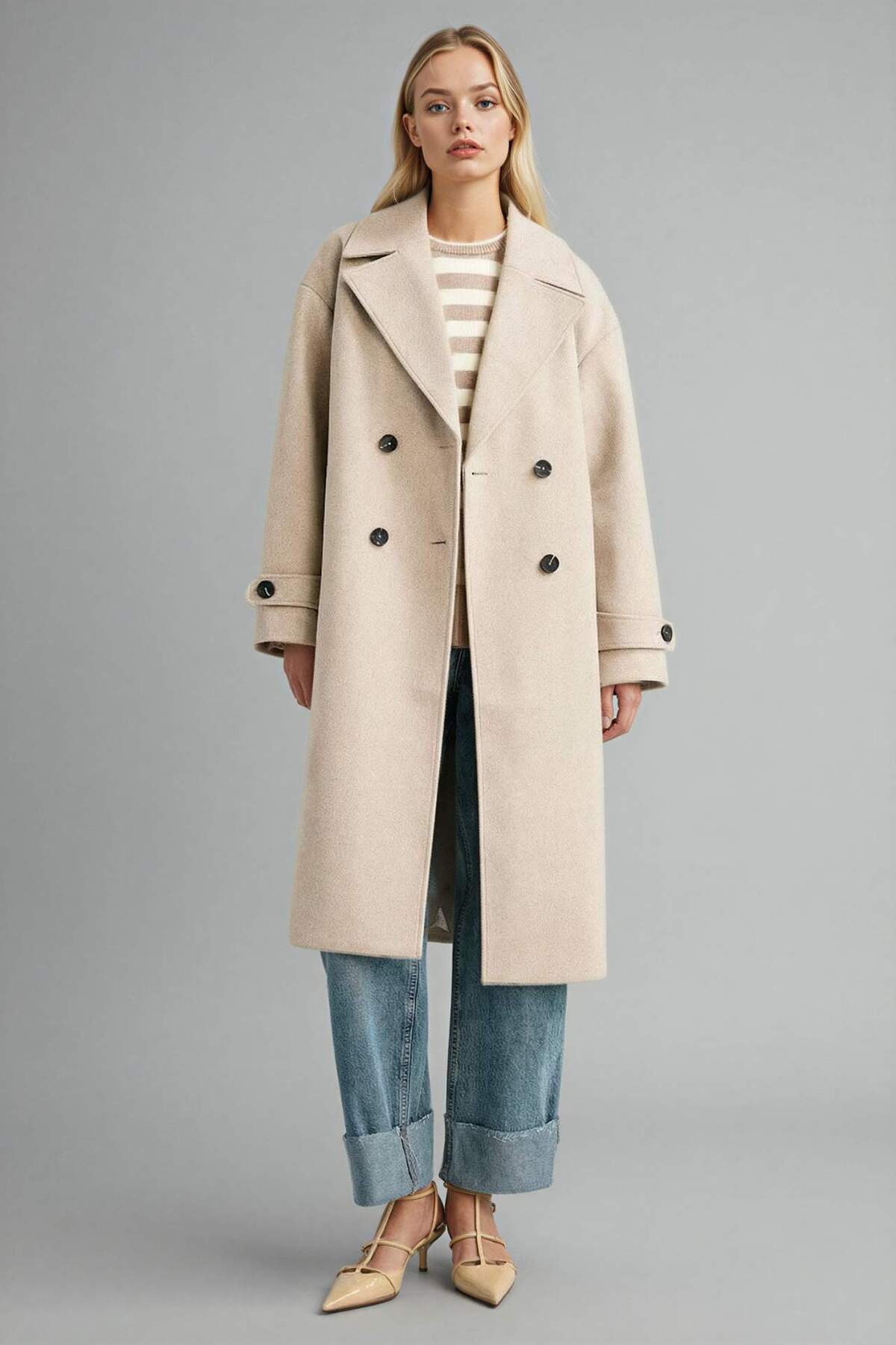 Defacto  Regular Fit Düğmeli Uzun Kaşe Kaban F1197AX25WN