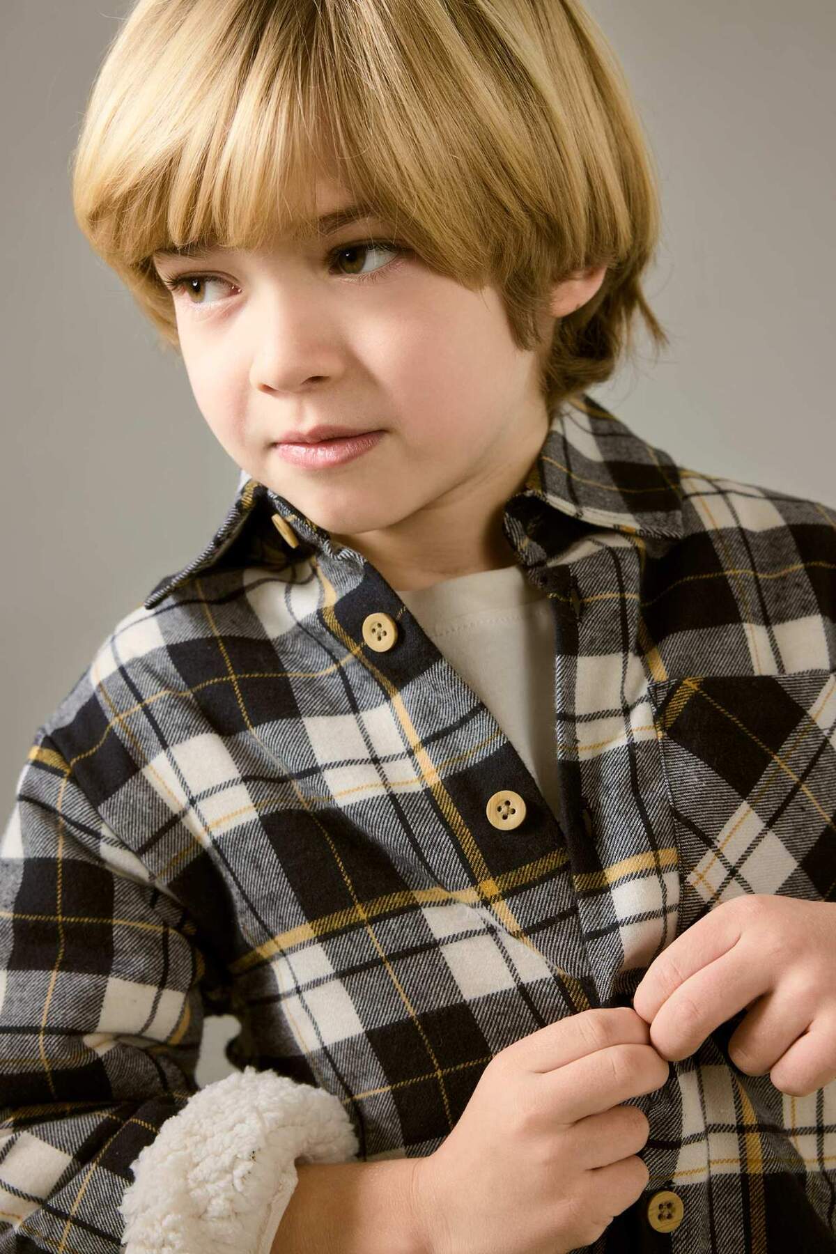 Defacto Ekose Desenli Flanel Uzun Kollu Gömlek Erkek Bebek G0057A525WN fotoğrafı 3 (önizleme)