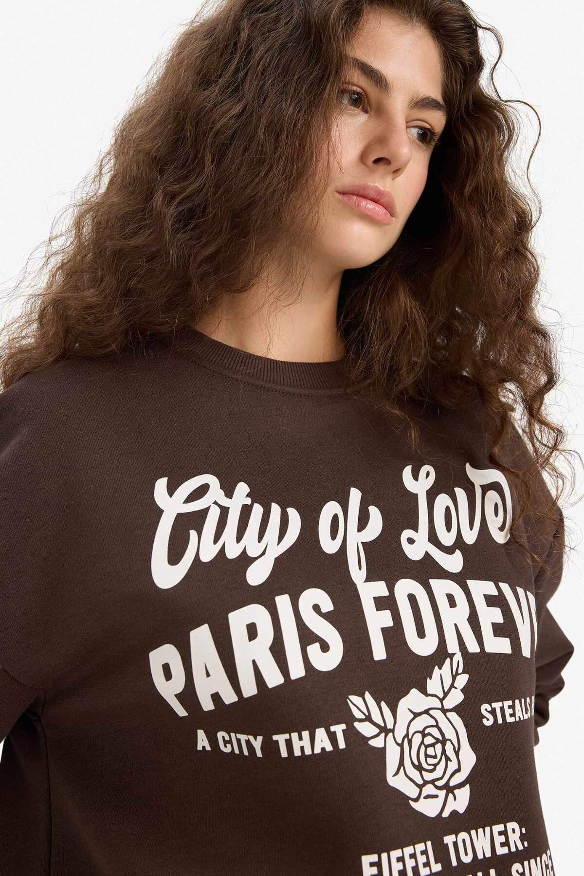 Defacto  Regular Fit Bisiklet Yaka Baskılı Sweatshirt E8602AX25WN - Görsel 4