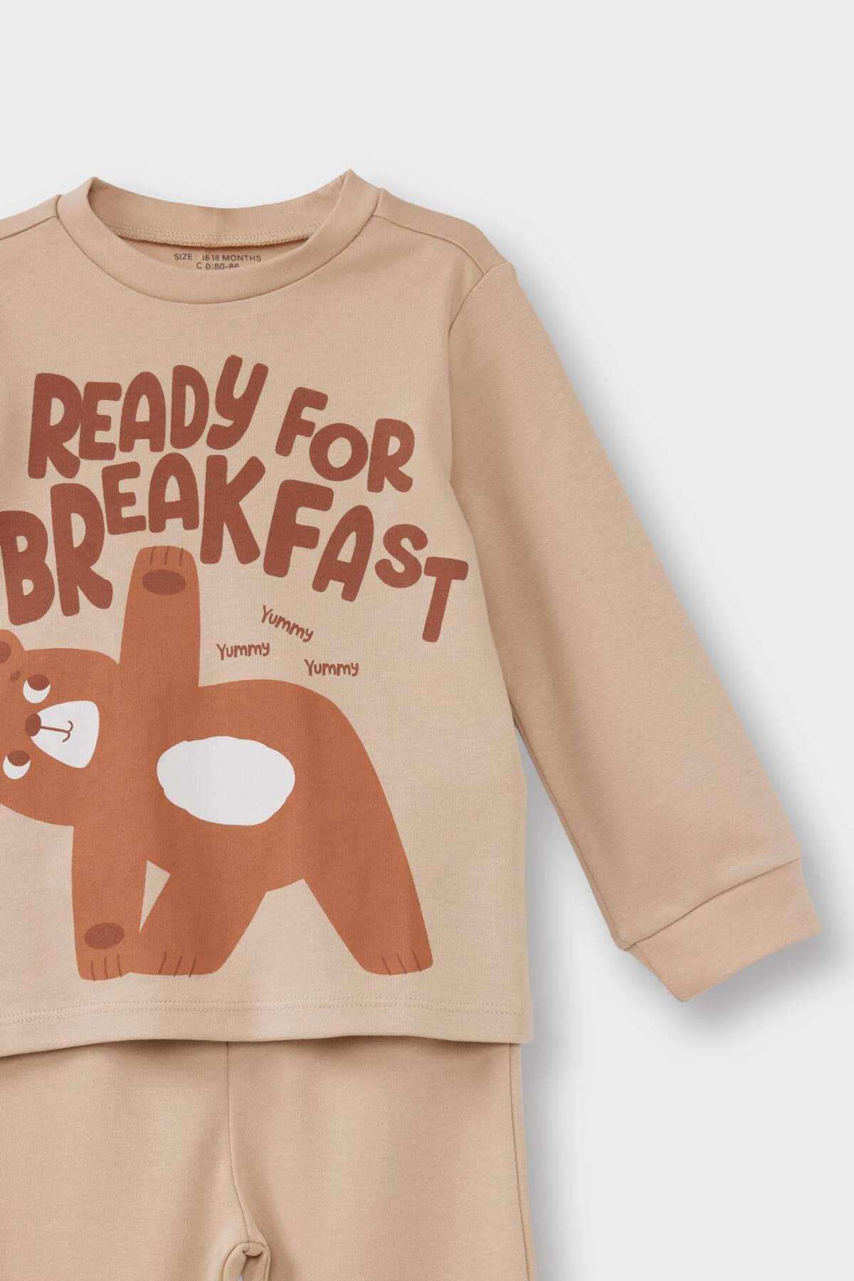 Defacto %100 Pamuklu Ayı Baskılı Beli Lastikli Pijama Takımı Erkek Bebek F0554A525AU fotoğrafı 3 (önizleme)