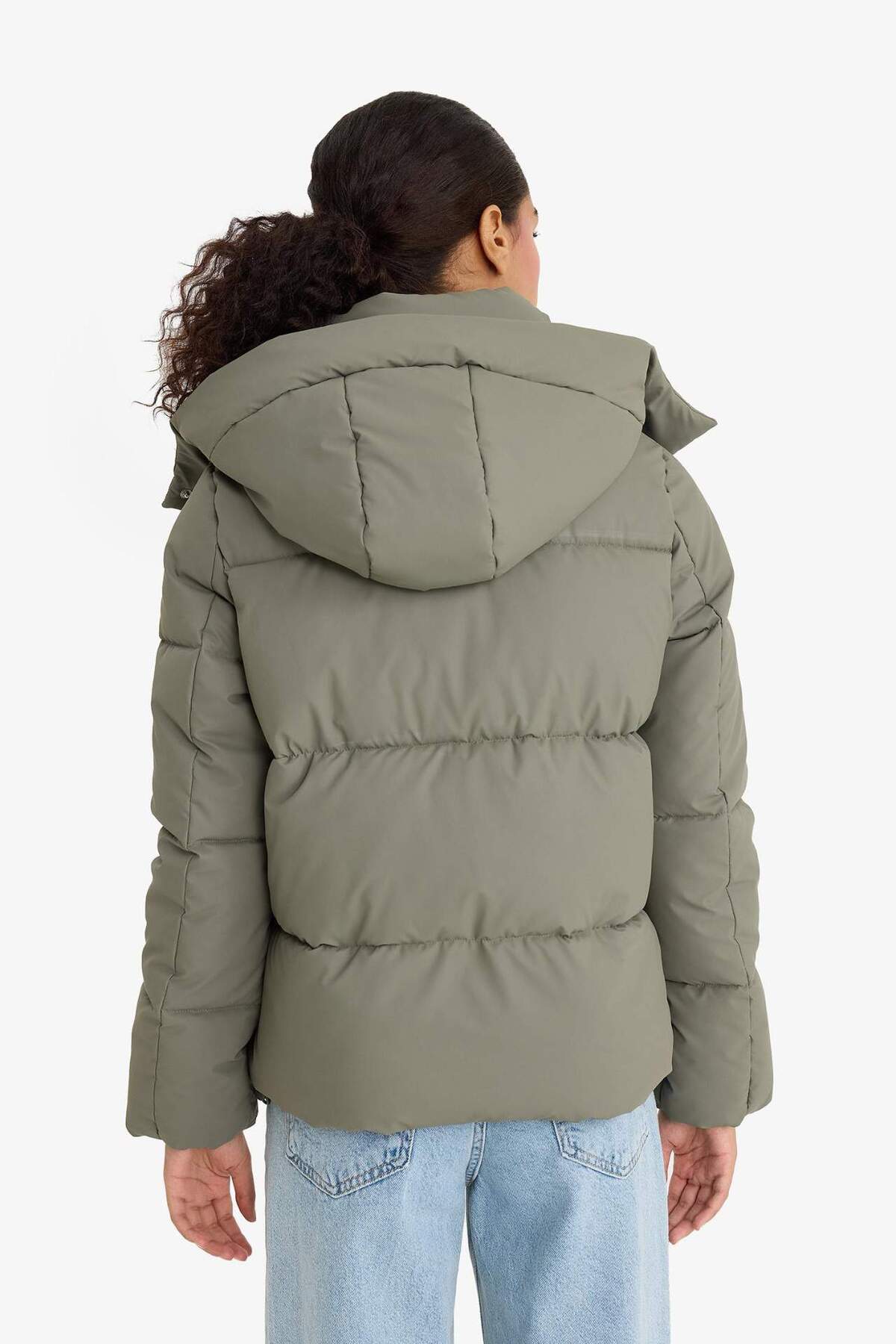 DeFacto Su İtici Regular Fit Kapüşonlu Fermuarlı Şişme Mont F2143AX25WN görsel 7