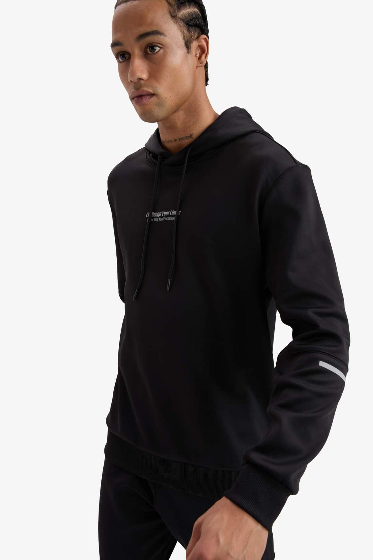 DeFacto Sıcak Tutan Standart Fit Kapüşonlu Sporcu Sweatshirt D3736AX25WN görsel 4