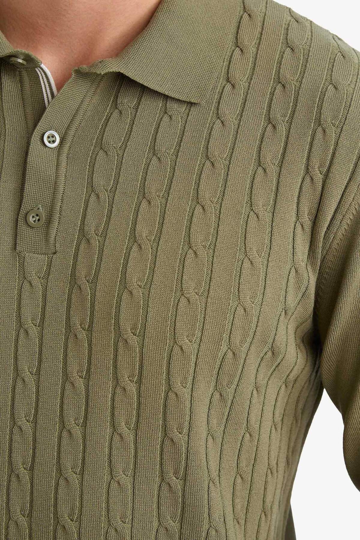 Defacto  Standart Fıt Polo Yaka Triko Kazak G2455AX25AU - Görsel 7