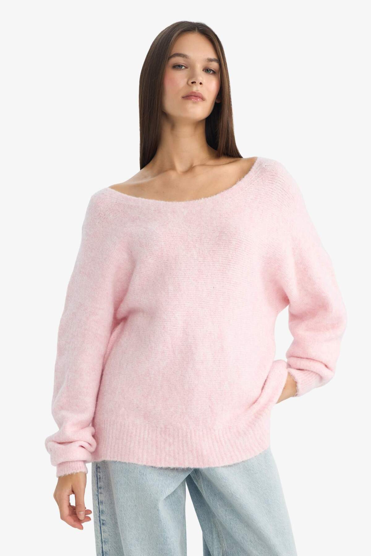 Defacto  Regular Fit Kayık Yaka Triko Kazak G5652AX25WN - Görsel 3