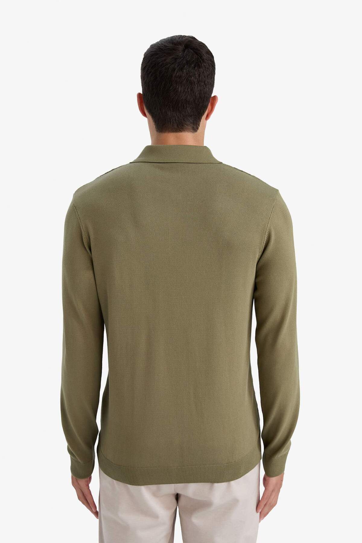 Defacto  Standart Fıt Polo Yaka Triko Kazak G2455AX25AU - Görsel 8