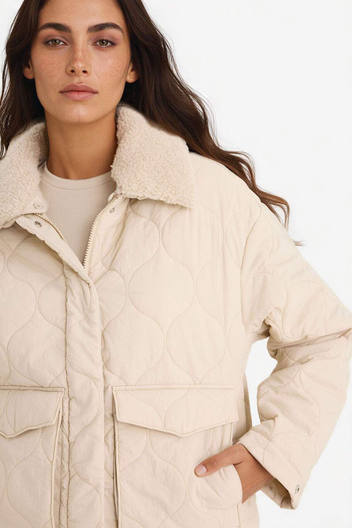 Defacto  Regular Fıt Polo Yaka Polar Astarlı Mont F2146AX25WN - Görsel 4