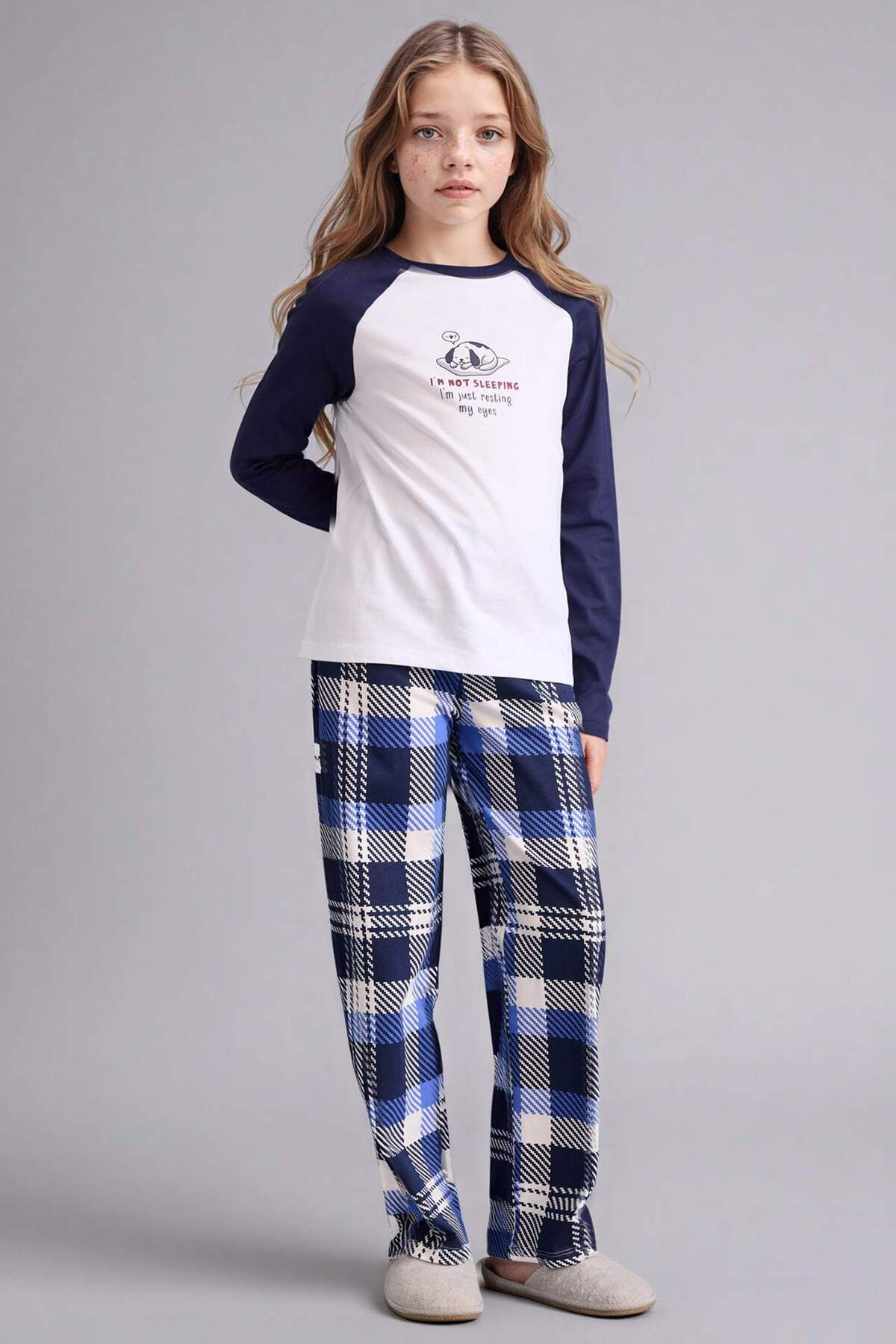 Defacto 100% Cotton Patterned Elastic Waist Pajama Set for Girls F7288A825Au