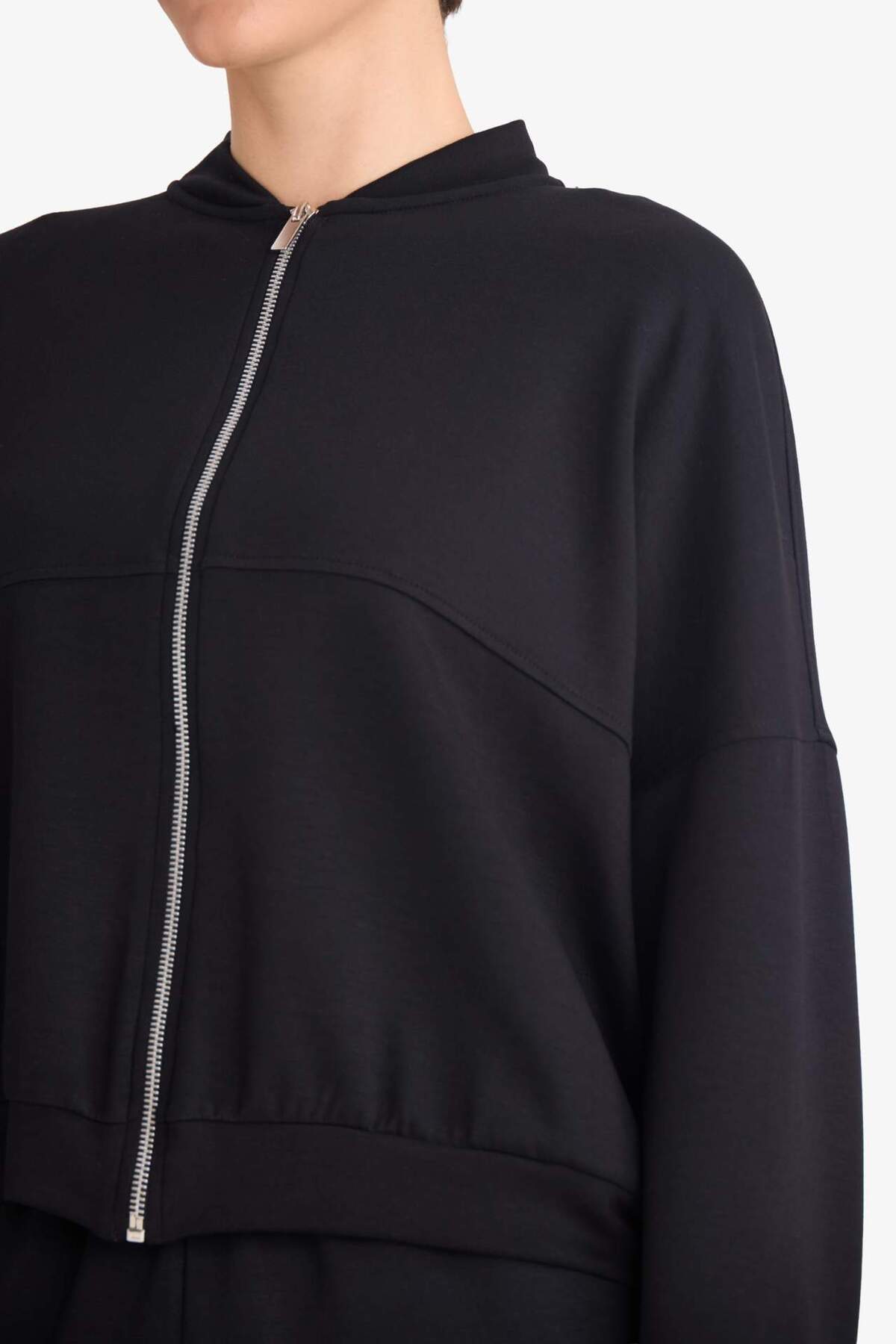 Defacto  Kolej Yaka Basic Düz Fermuarlı Bomber Hırka G3427AX25AU - Görsel 3